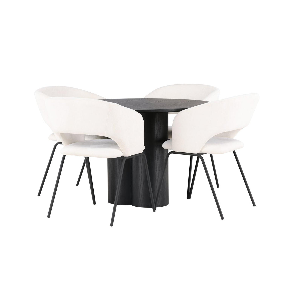 Essgruppe Esstisch Olivia Ø110cm mit Stühlen Day aus Leinen-Essgruppen-Venture Home-le canapé