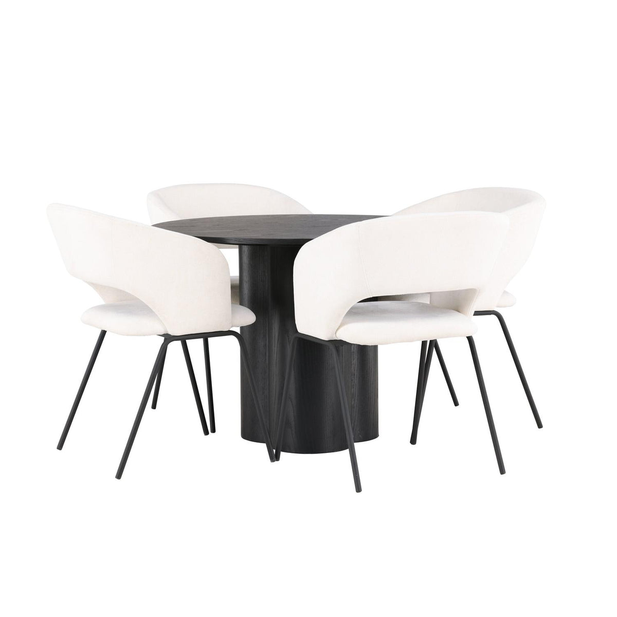 Essgruppe Esstisch Olivia Ø110cm mit Stühlen Day aus Leinen-Essgruppen-Venture Home-le canapé