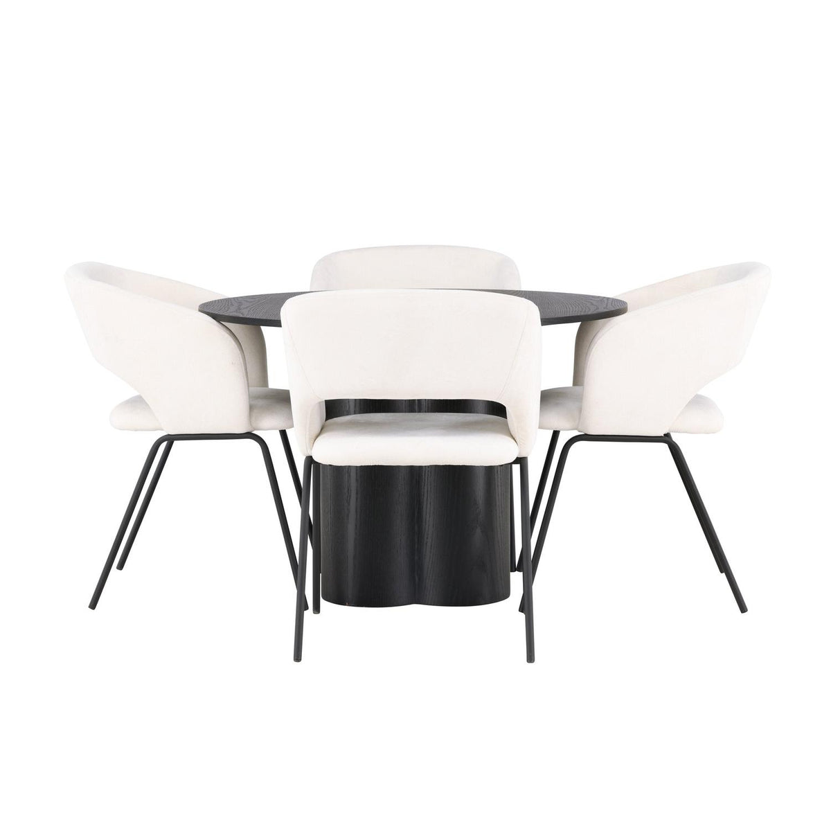 Essgruppe Esstisch Olivia Ø110cm mit Stühlen Day aus Leinen-Essgruppen-Venture Home-le canapé