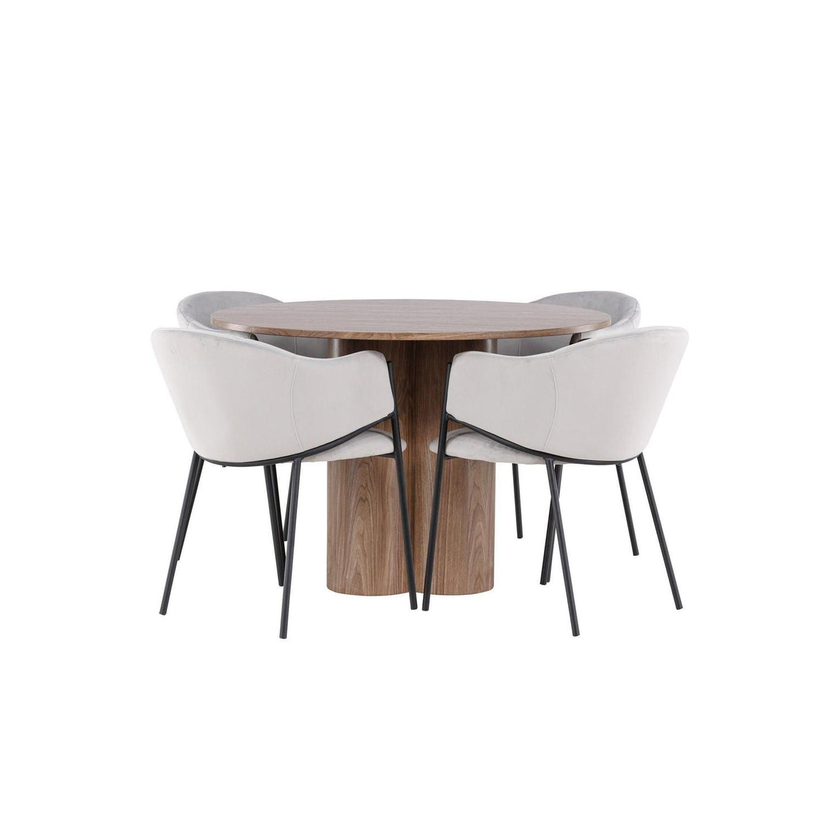 Essgruppe Esstisch Olivia Ø110cm mit Stühlen Evelina aus Samt-Essgruppen Rund-Venture Home-le canapé