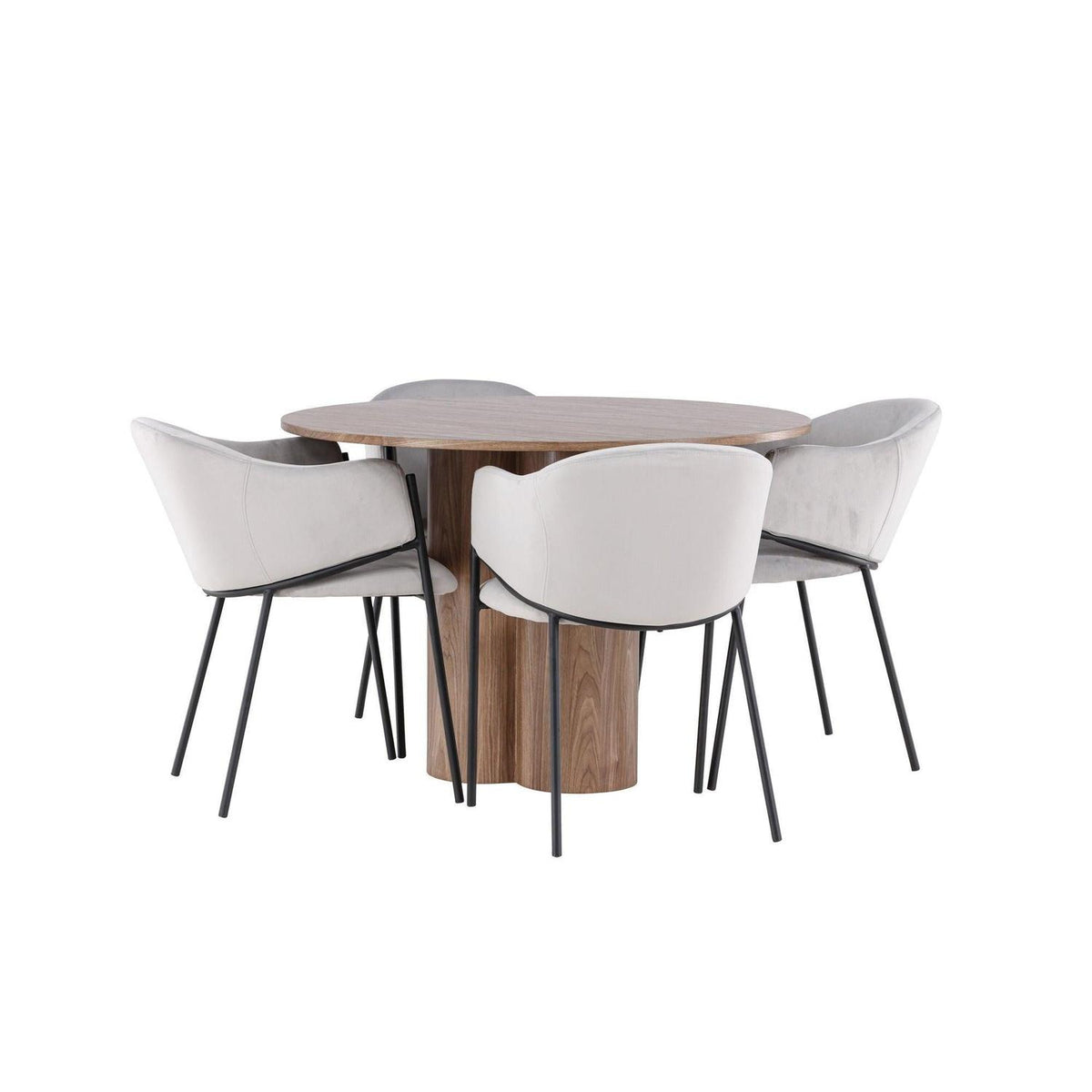 Essgruppe Esstisch Olivia Ø110cm mit Stühlen Evelina aus Samt-Essgruppen Rund-Venture Home-le canapé