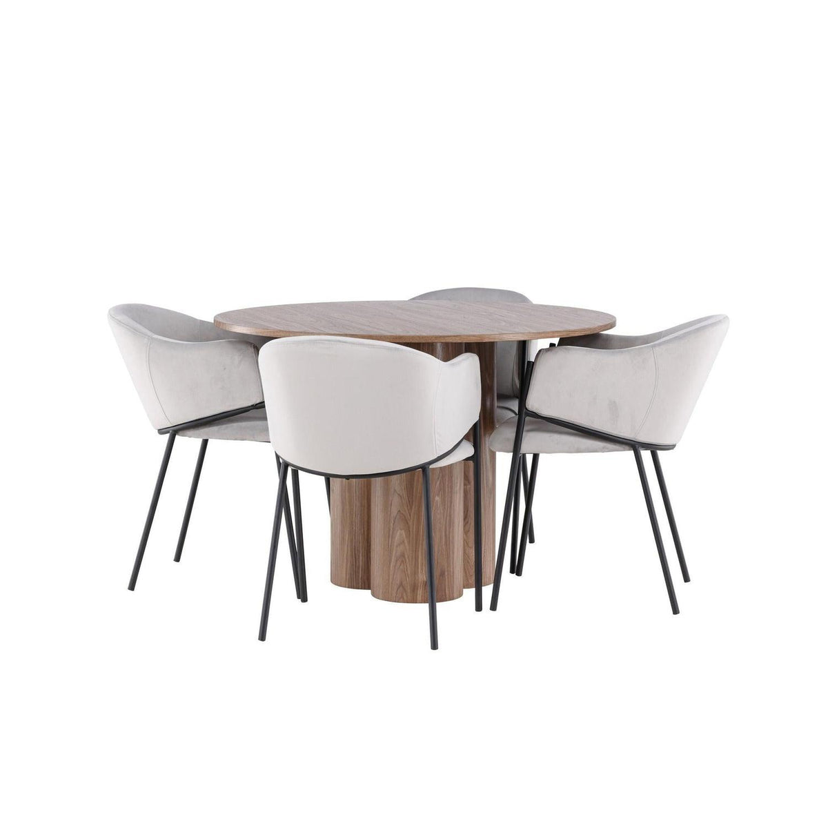 Essgruppe Esstisch Olivia Ø110cm mit Stühlen Evelina aus Samt-Essgruppen Rund-Venture Home-le canapé