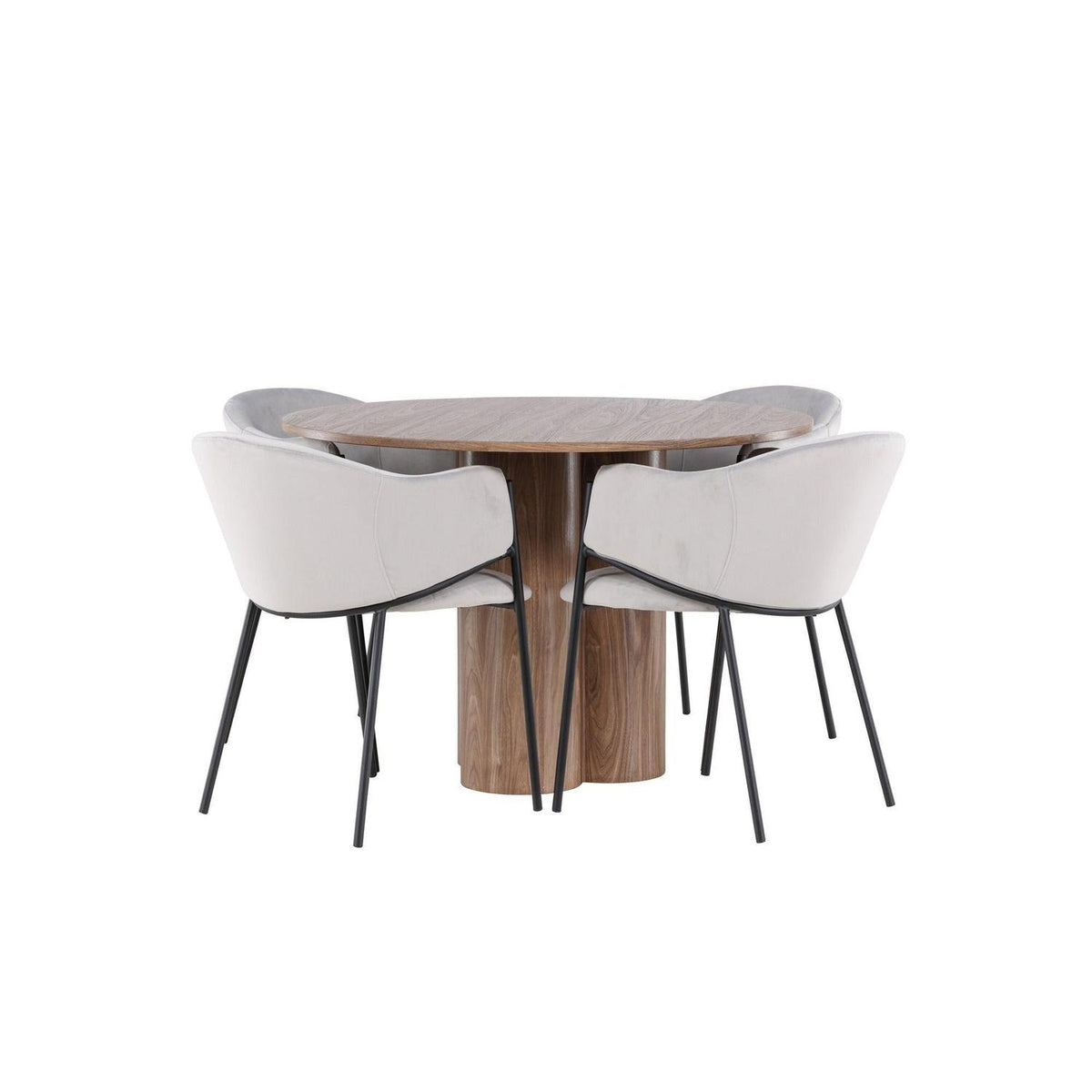 Essgruppe Esstisch Olivia Ø110cm mit Stühlen Evelina aus Samt-Essgruppen Rund-Venture Home-le canapé