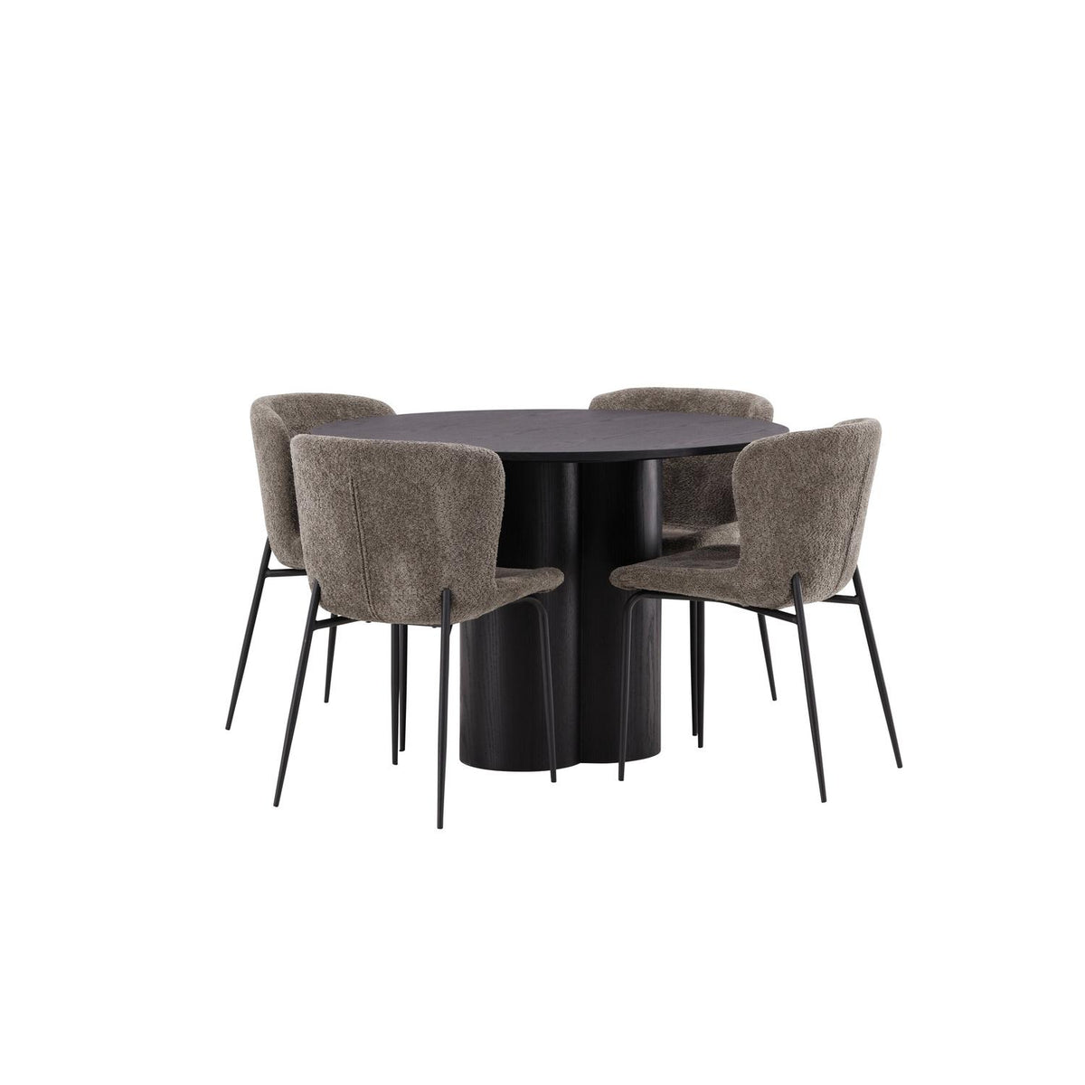 Essgruppe Esstisch Olivia Ø110cm mit Stühlen Modesto aus Teddy-Boucle-Essgruppen-Venture Home-le canapé