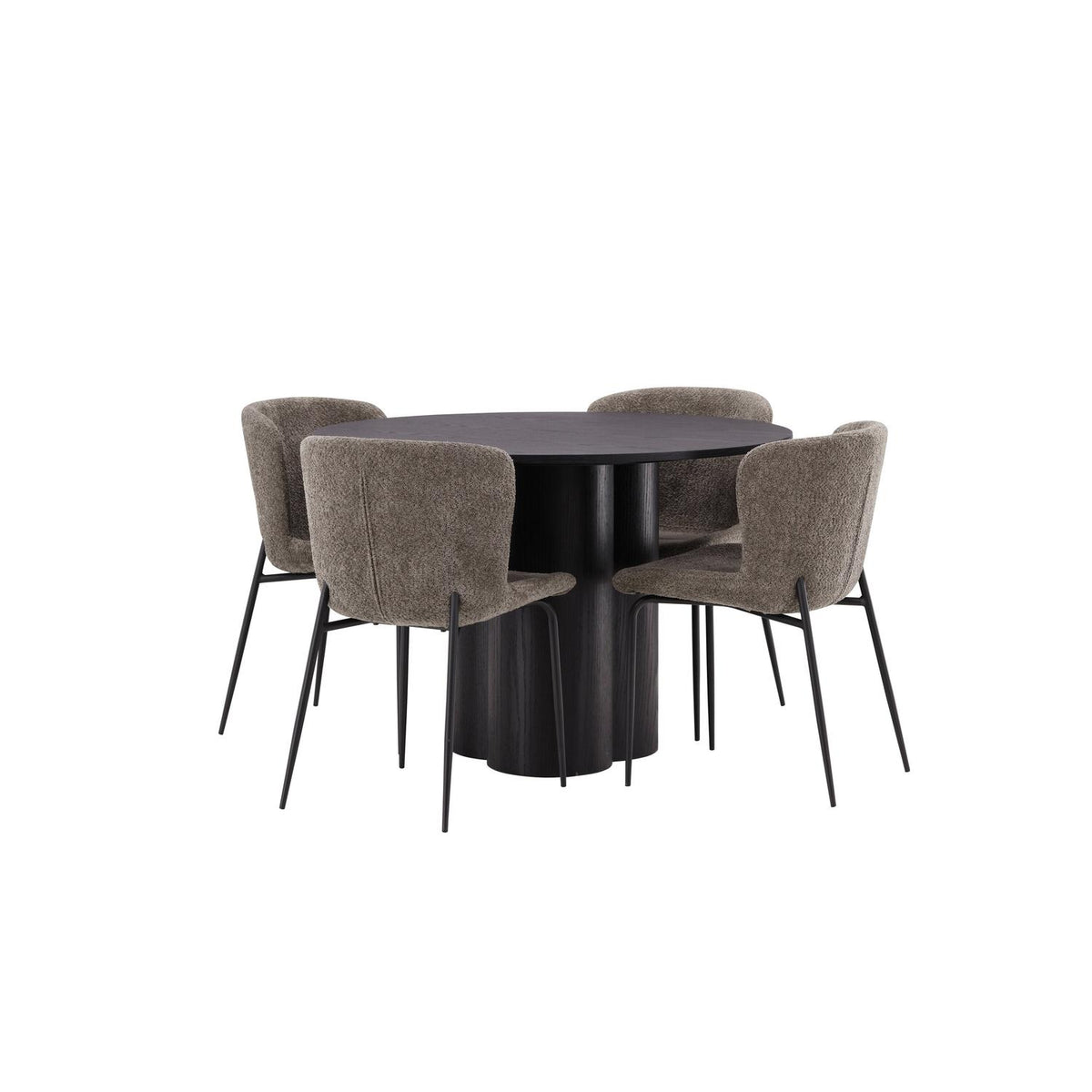 Essgruppe Esstisch Olivia Ø110cm mit Stühlen Modesto aus Teddy-Boucle-Essgruppen-Venture Home-le canapé
