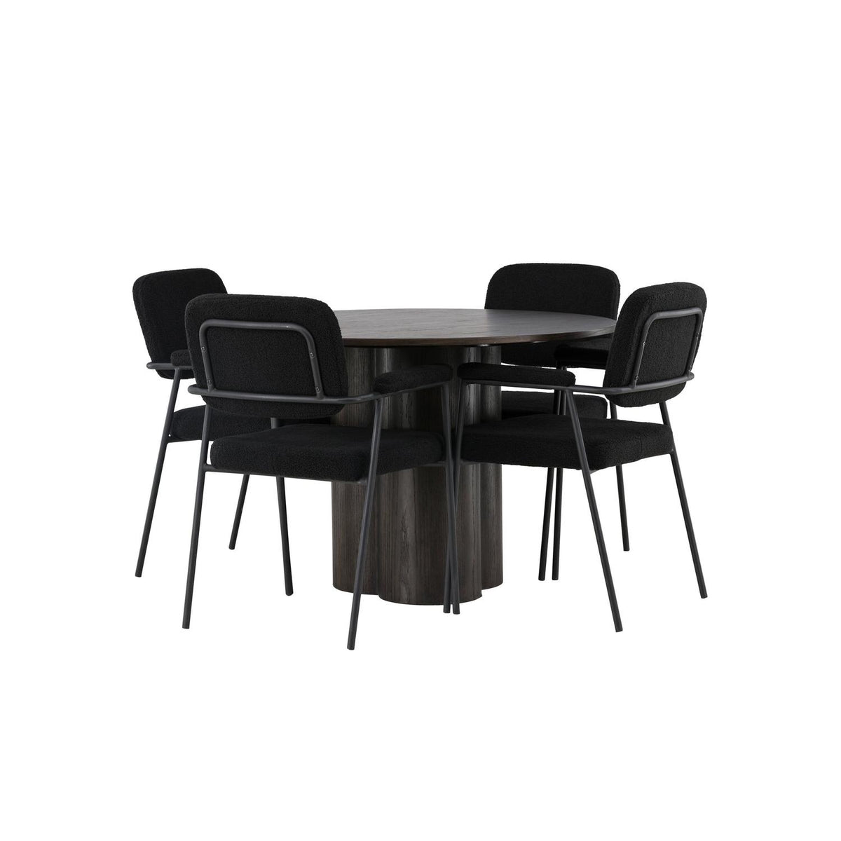 Essgruppe Esstisch Olivia Ø110cm mit Stühlen Yesterday aus Teddy-Boucle-Essgruppen-Venture Home-le canapé