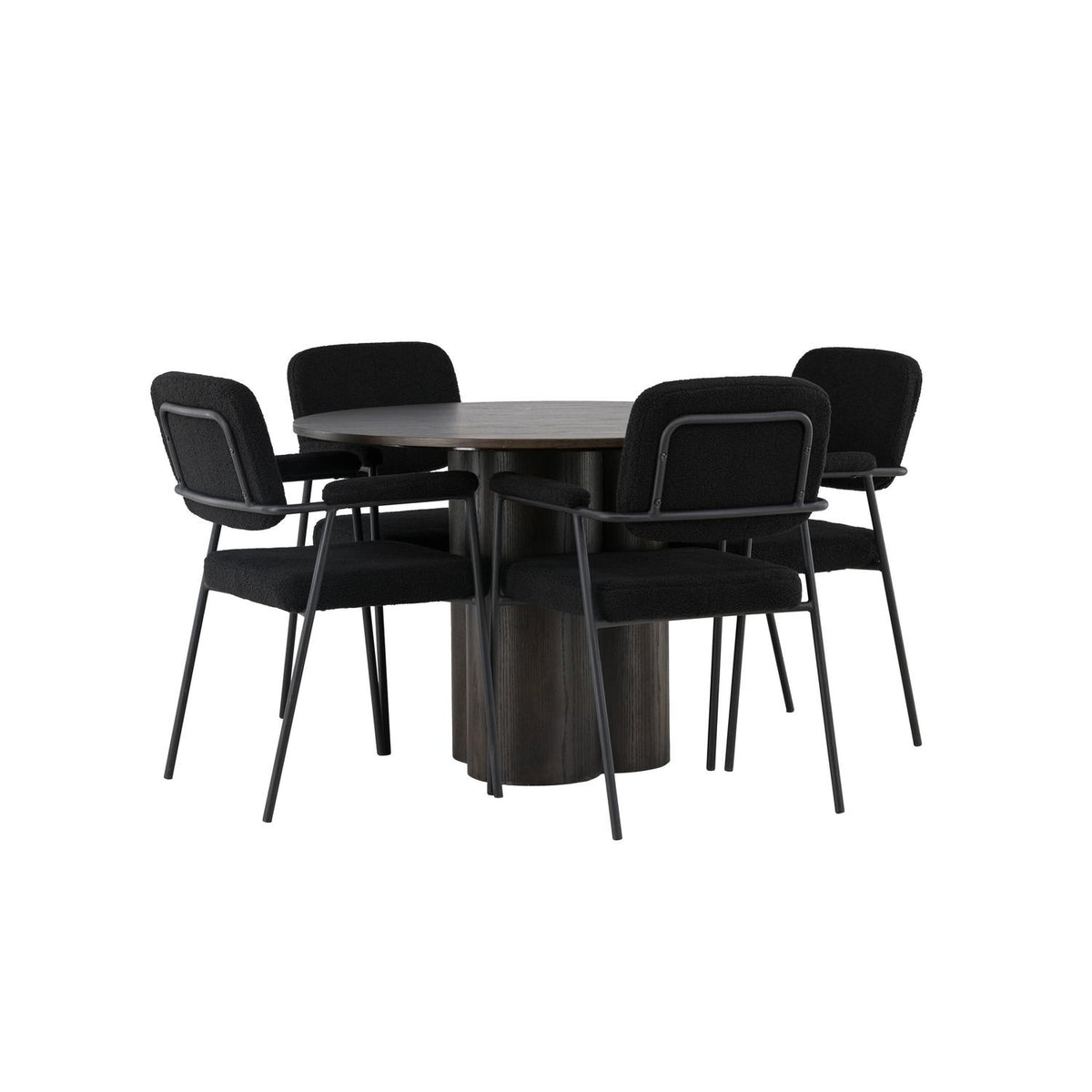 Essgruppe Esstisch Olivia Ø110cm mit Stühlen Yesterday aus Teddy-Boucle-Essgruppen-Venture Home-le canapé