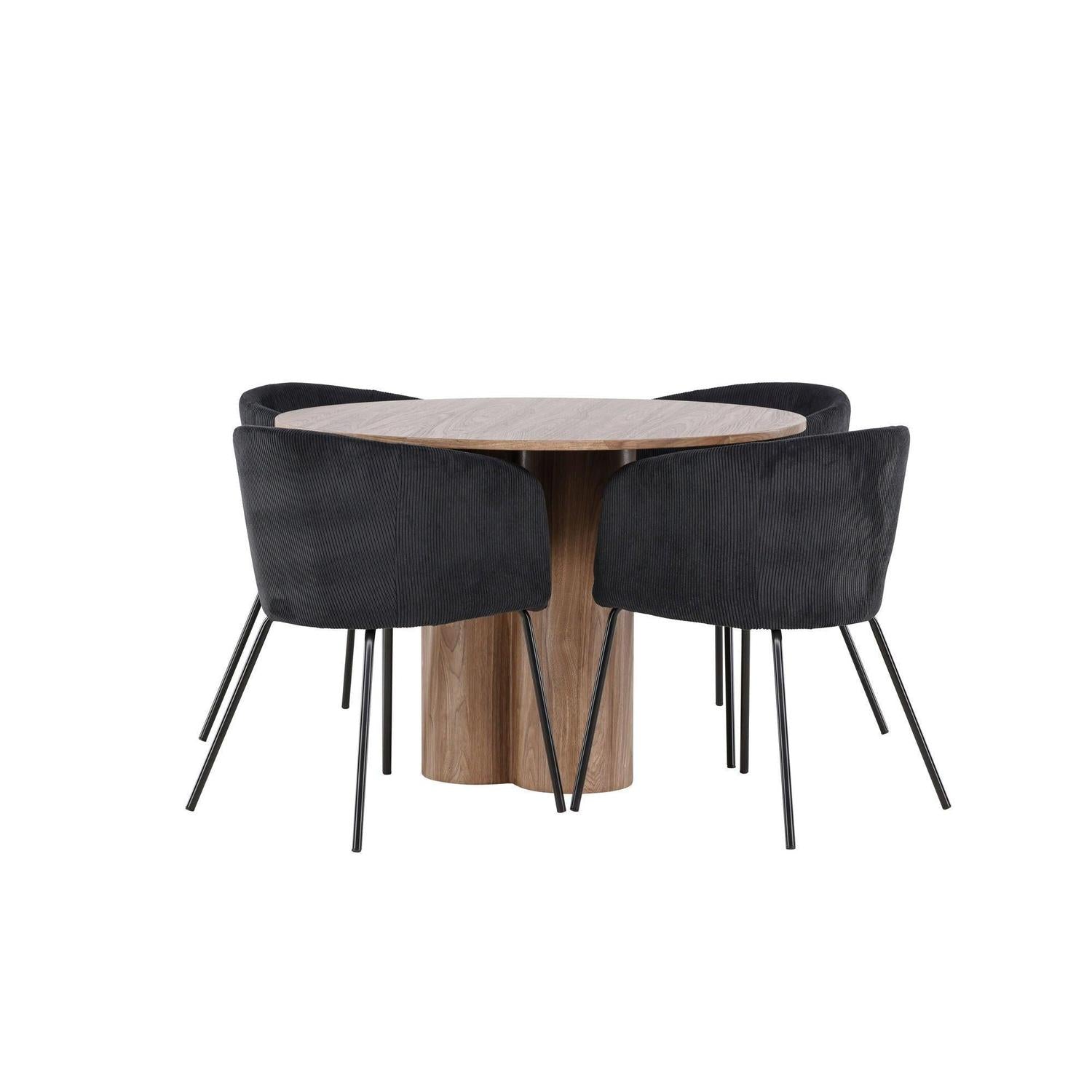 Essgruppe Esstisch Olivia rund 110cm mit Stühlen Berit aus Kord-Essgruppen Rund-Venture Home-le canapé