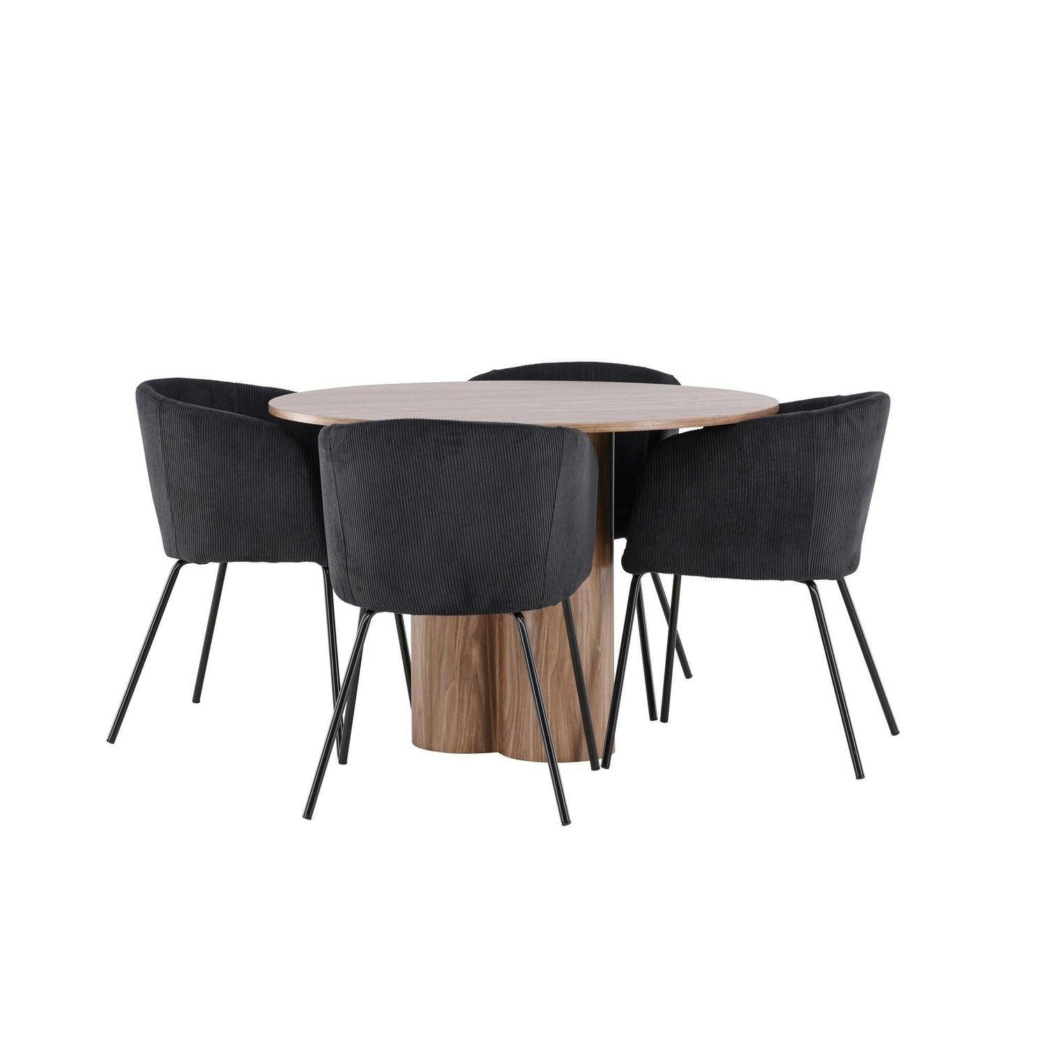 Essgruppe Esstisch Olivia rund 110cm mit Stühlen Berit aus Kord-Essgruppen Rund-Venture Home-le canapé