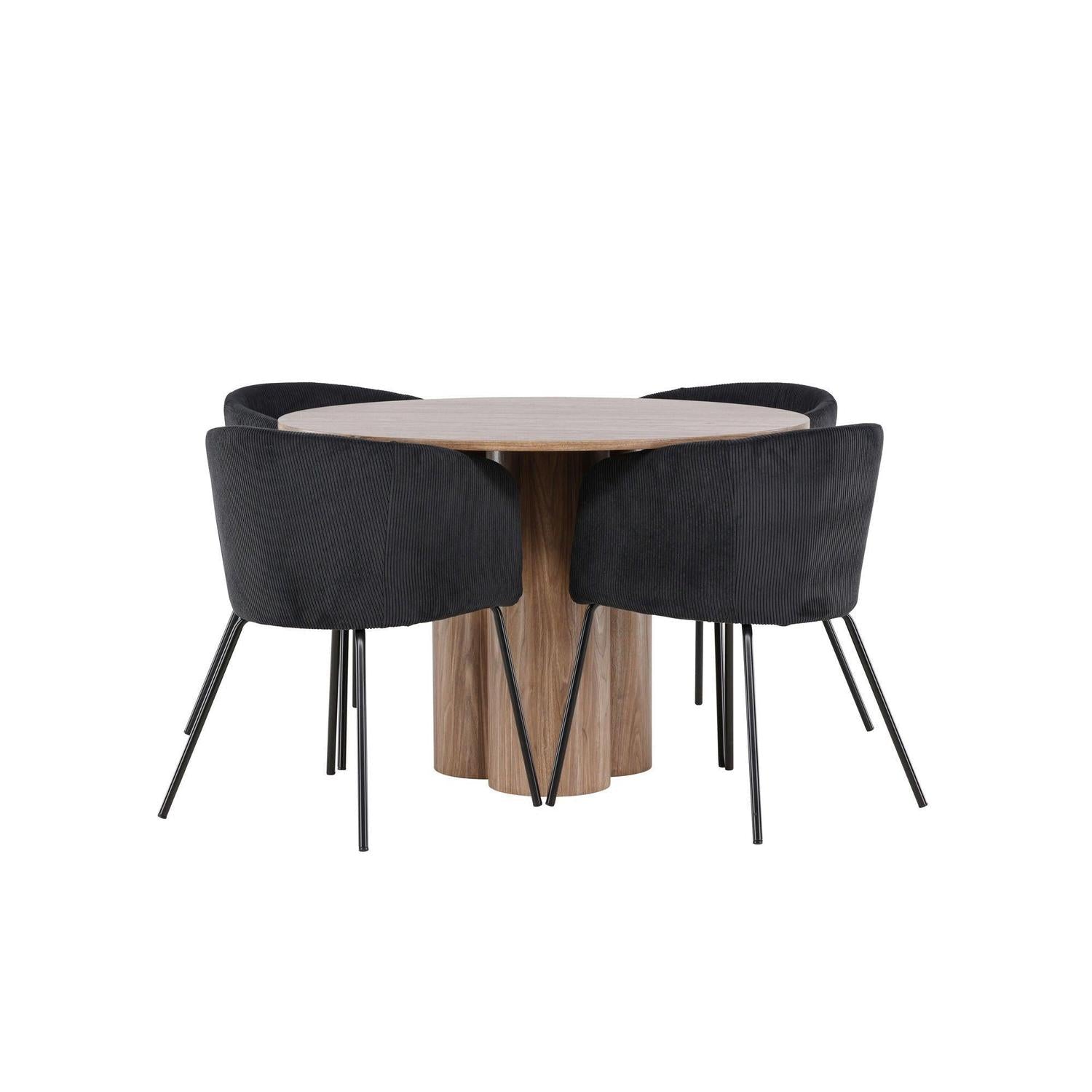 Essgruppe Esstisch Olivia rund 110cm mit Stühlen Berit aus Kord-Essgruppen Rund-Venture Home-le canapé