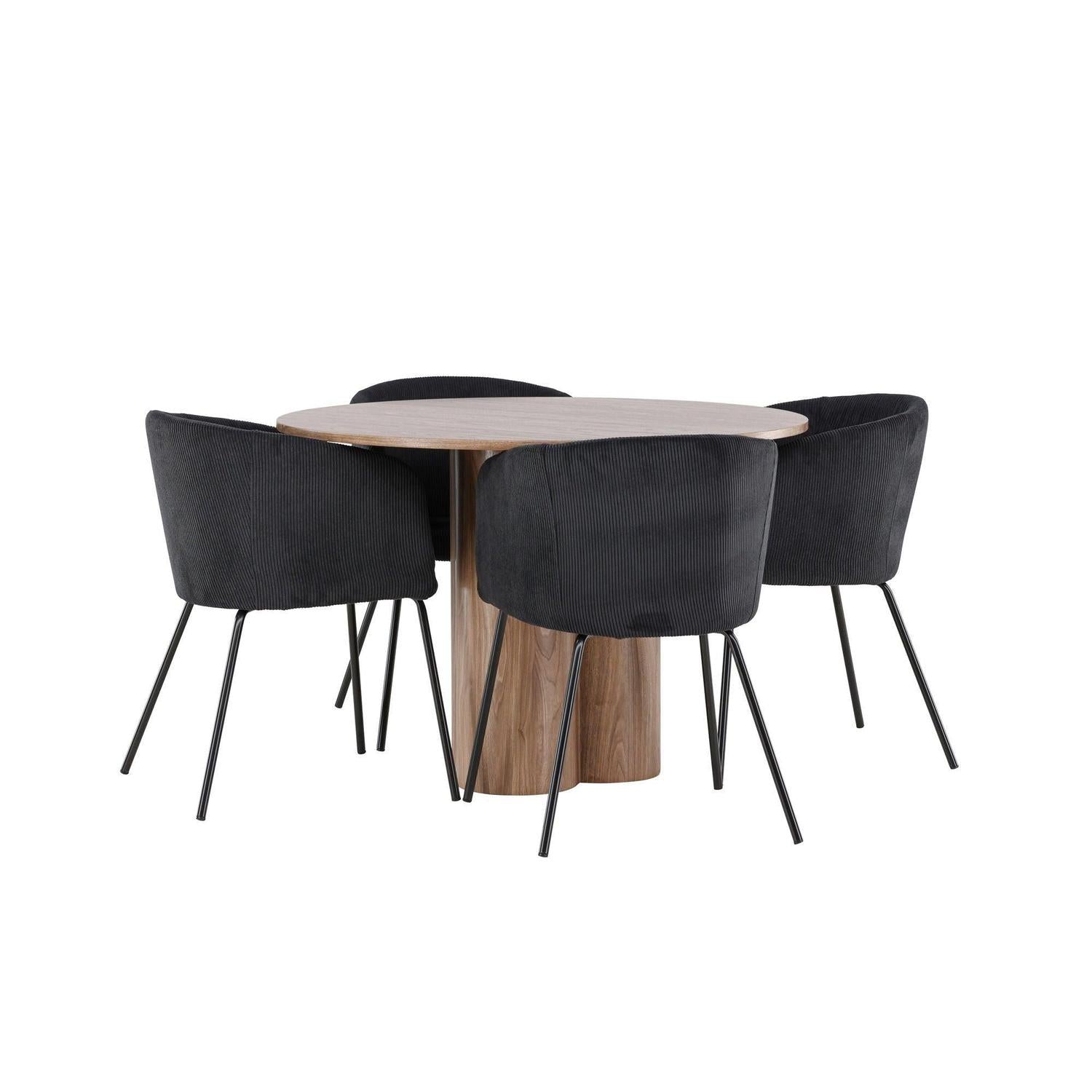 Essgruppe Esstisch Olivia rund 110cm mit Stühlen Berit aus Kord-Essgruppen Rund-Venture Home-le canapé