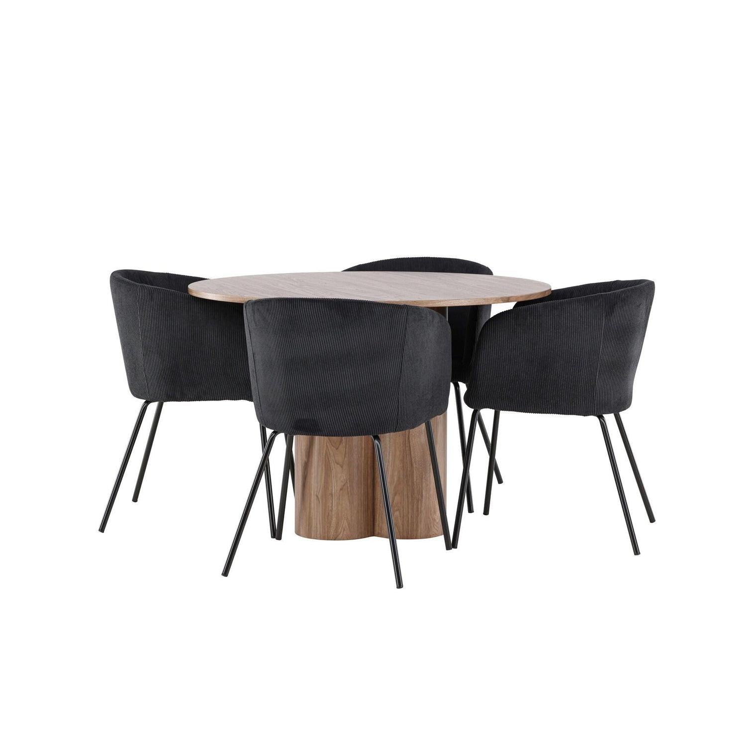 Essgruppe Esstisch Olivia rund 110cm mit Stühlen Berit aus Kord-Essgruppen Rund-Venture Home-le canapé