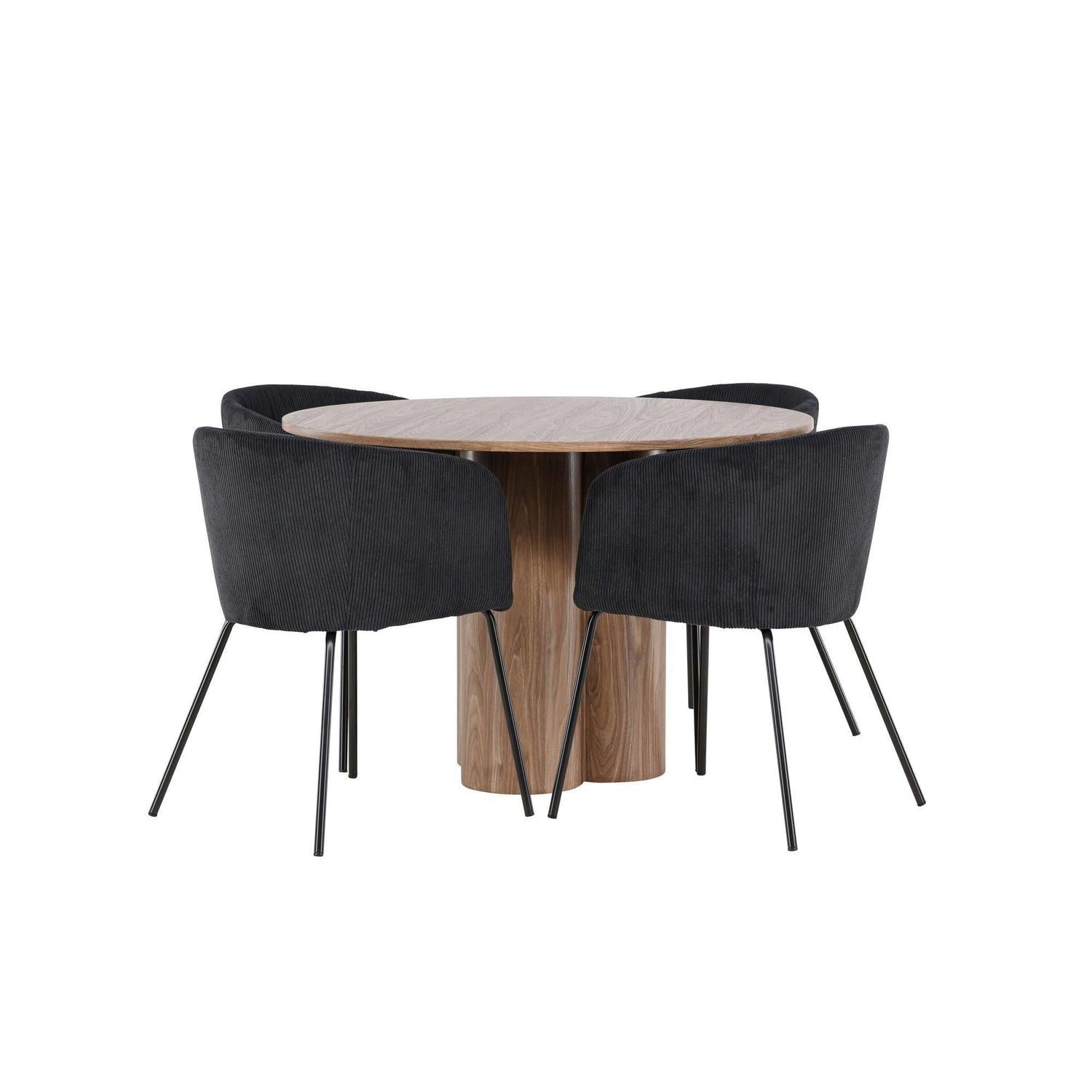 Essgruppe Esstisch Olivia rund 110cm mit Stühlen Berit aus Kord-Essgruppen Rund-Venture Home-le canapé
