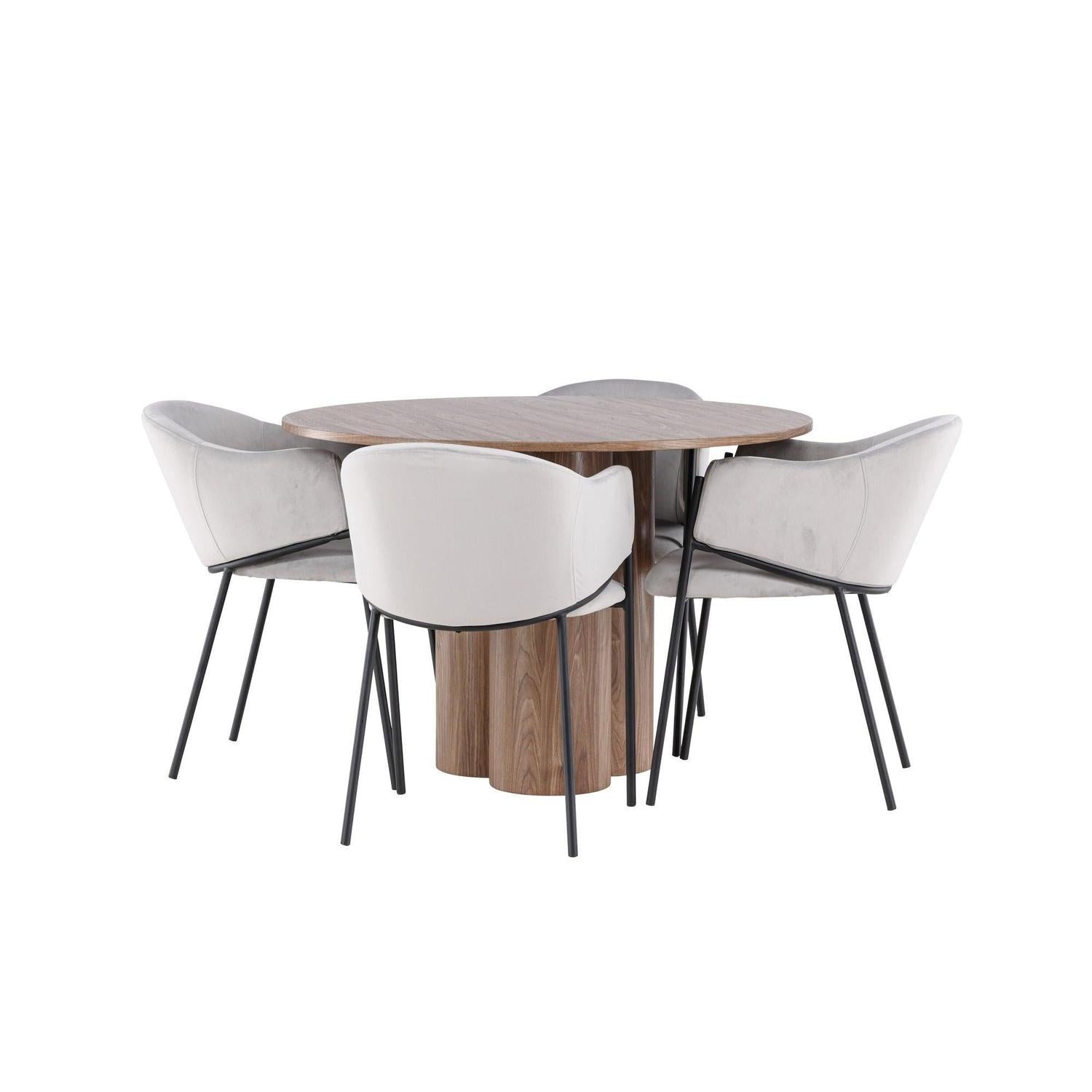Essgruppe Esstisch Olivia rund 110cm mit Stühlen Evelina aus Samt-Essgruppen Rund-Venture Home-le canapé