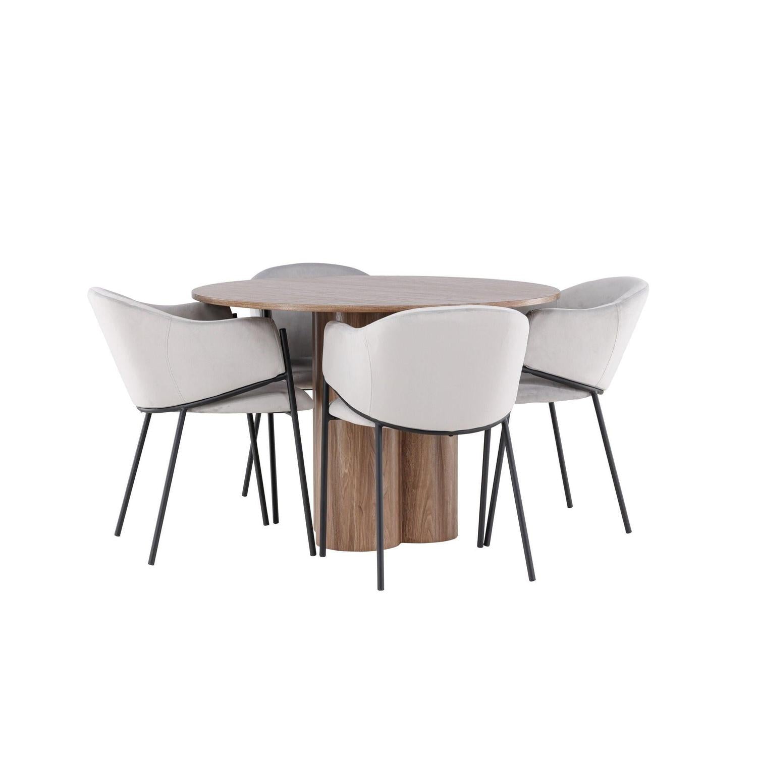 Essgruppe Esstisch Olivia rund 110cm mit Stühlen Evelina aus Samt-Essgruppen Rund-Venture Home-le canapé