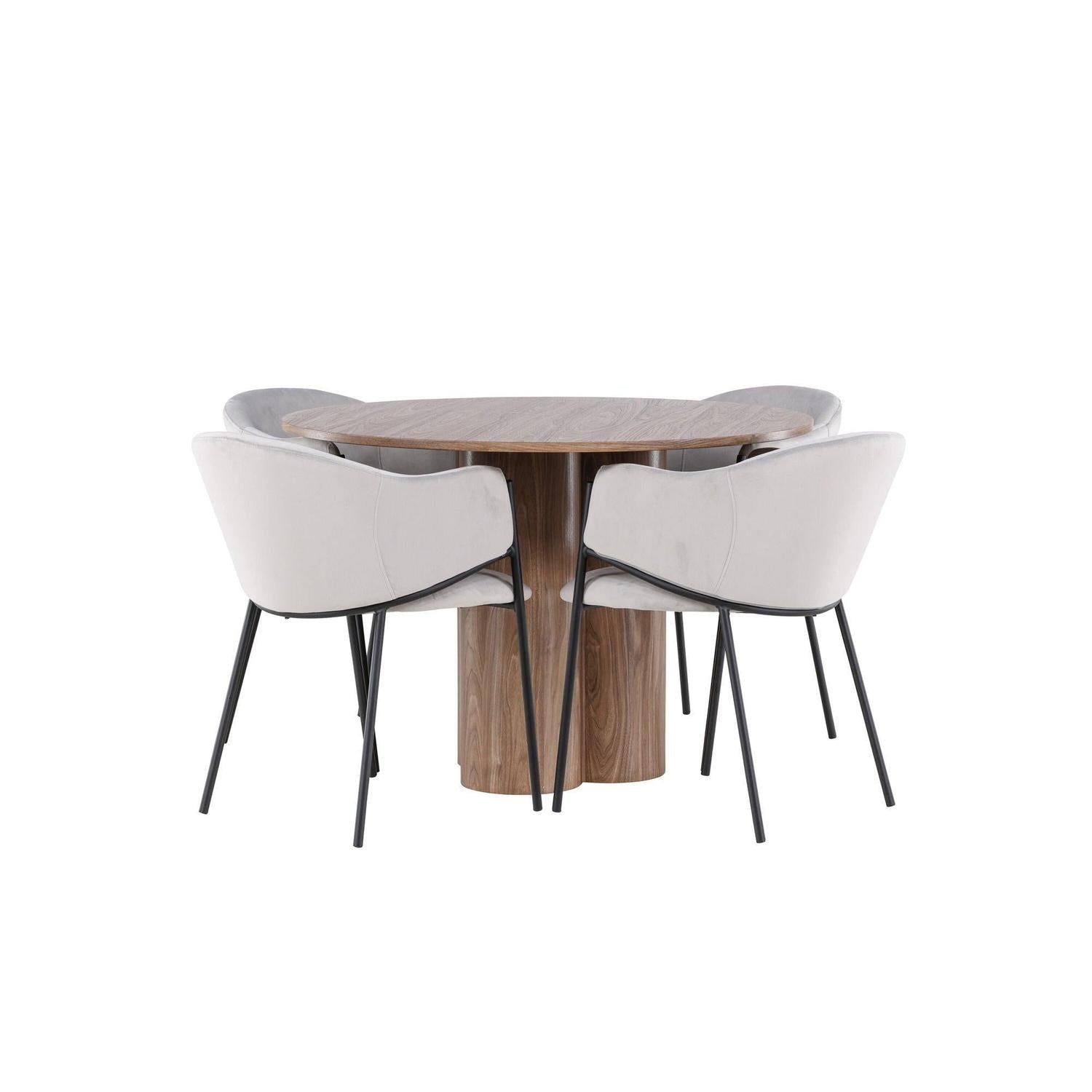 Essgruppe Esstisch Olivia rund 110cm mit Stühlen Evelina aus Samt-Essgruppen Rund-Venture Home-le canapé