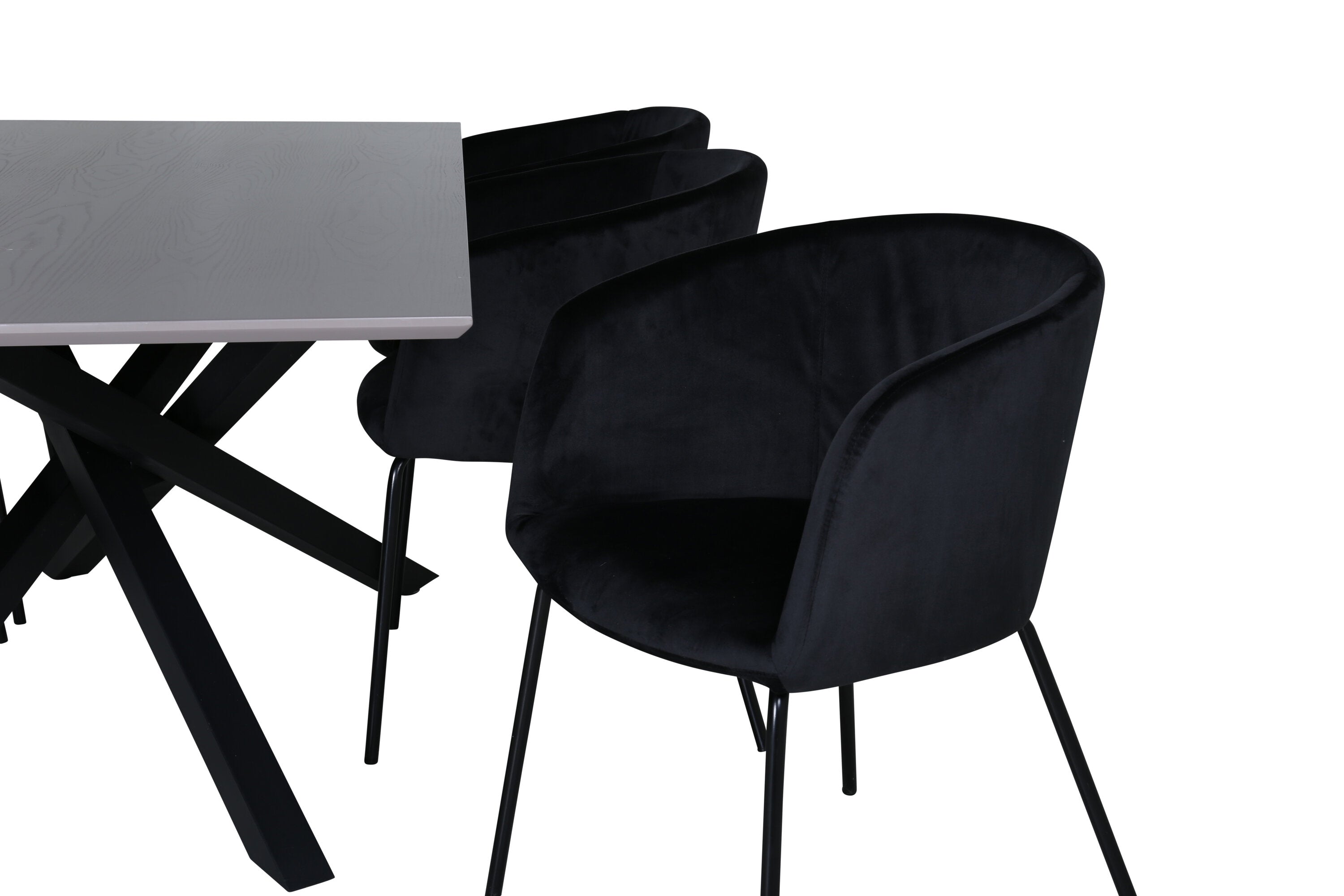 Essgruppe Esstisch Piazza 180 x 90cm mit Stühlen Berit - Schwarz-Essgruppen-Venture Home-le canapé