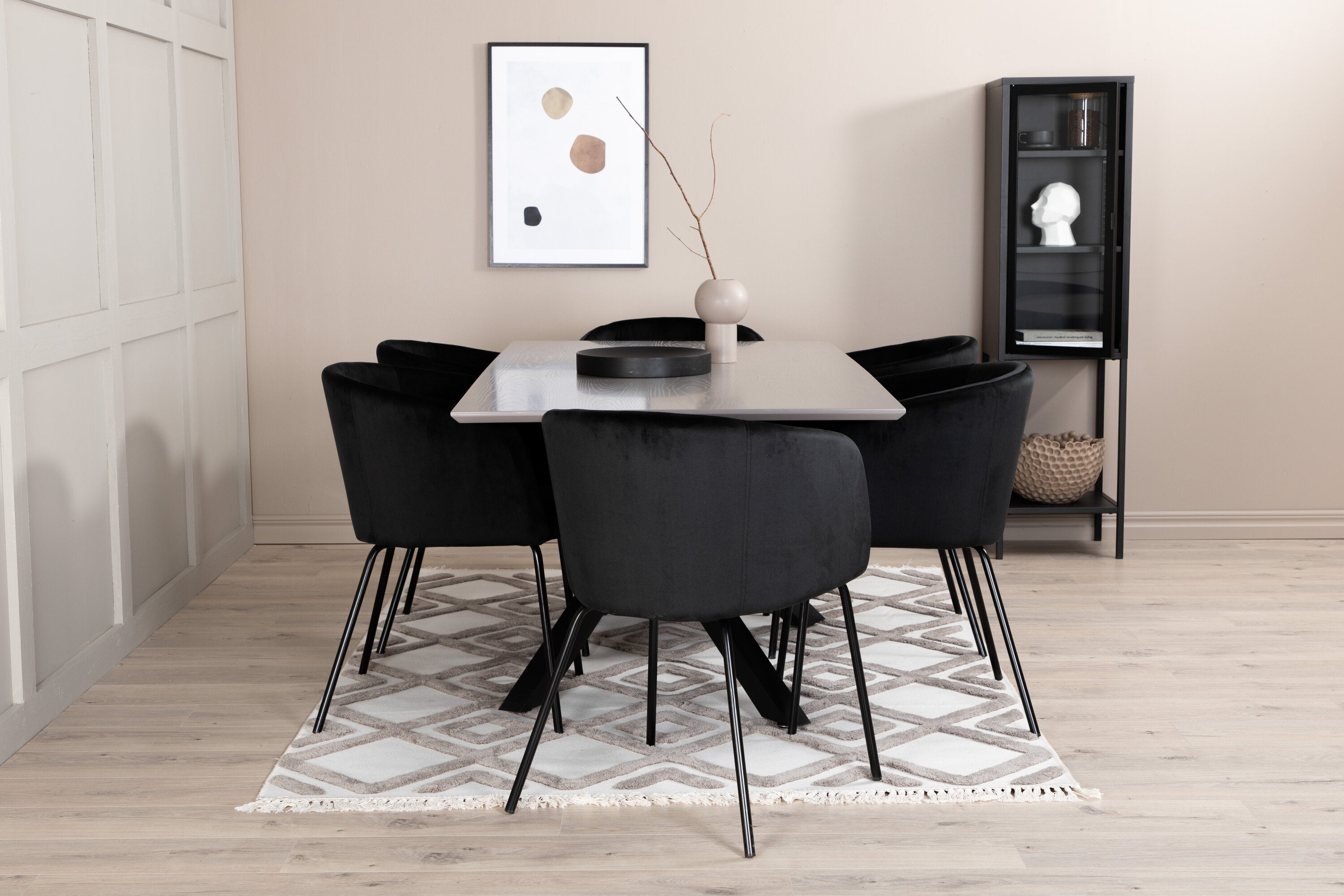 Essgruppe Esstisch Piazza 180 x 90cm mit Stühlen Berit - Schwarz-Essgruppen-Venture Home-le canapé