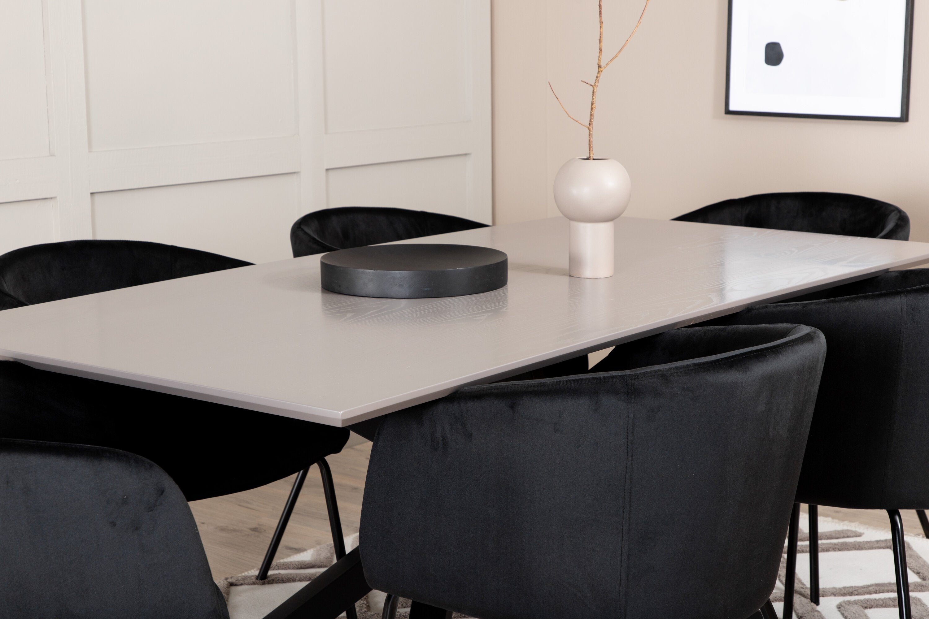 Essgruppe Esstisch Piazza 180 x 90cm mit Stühlen Berit - Schwarz-Essgruppen-Venture Home-le canapé