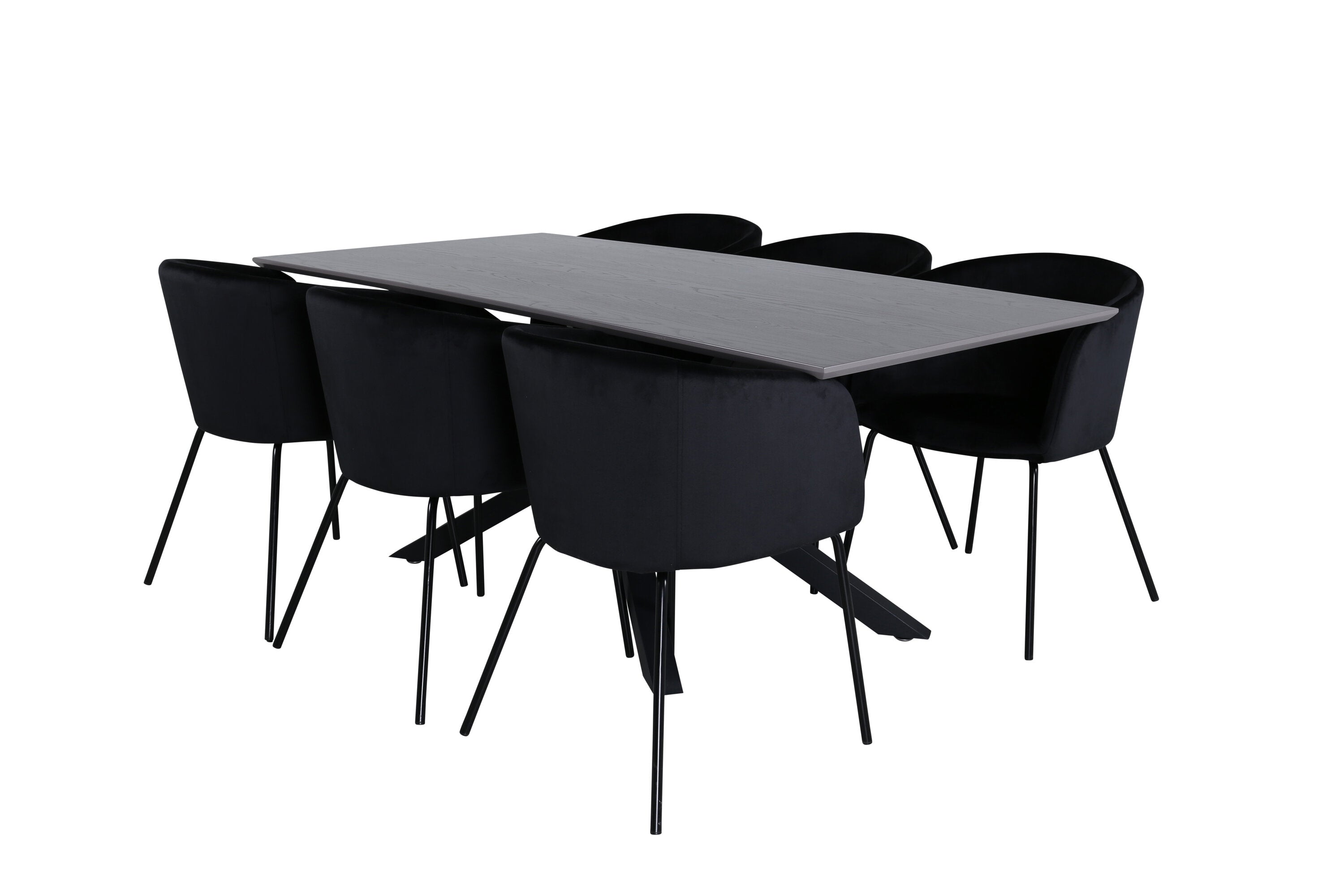 Essgruppe Esstisch Piazza 180 x 90cm mit Stühlen Berit - Schwarz-Essgruppen-Venture Home-le canapé
