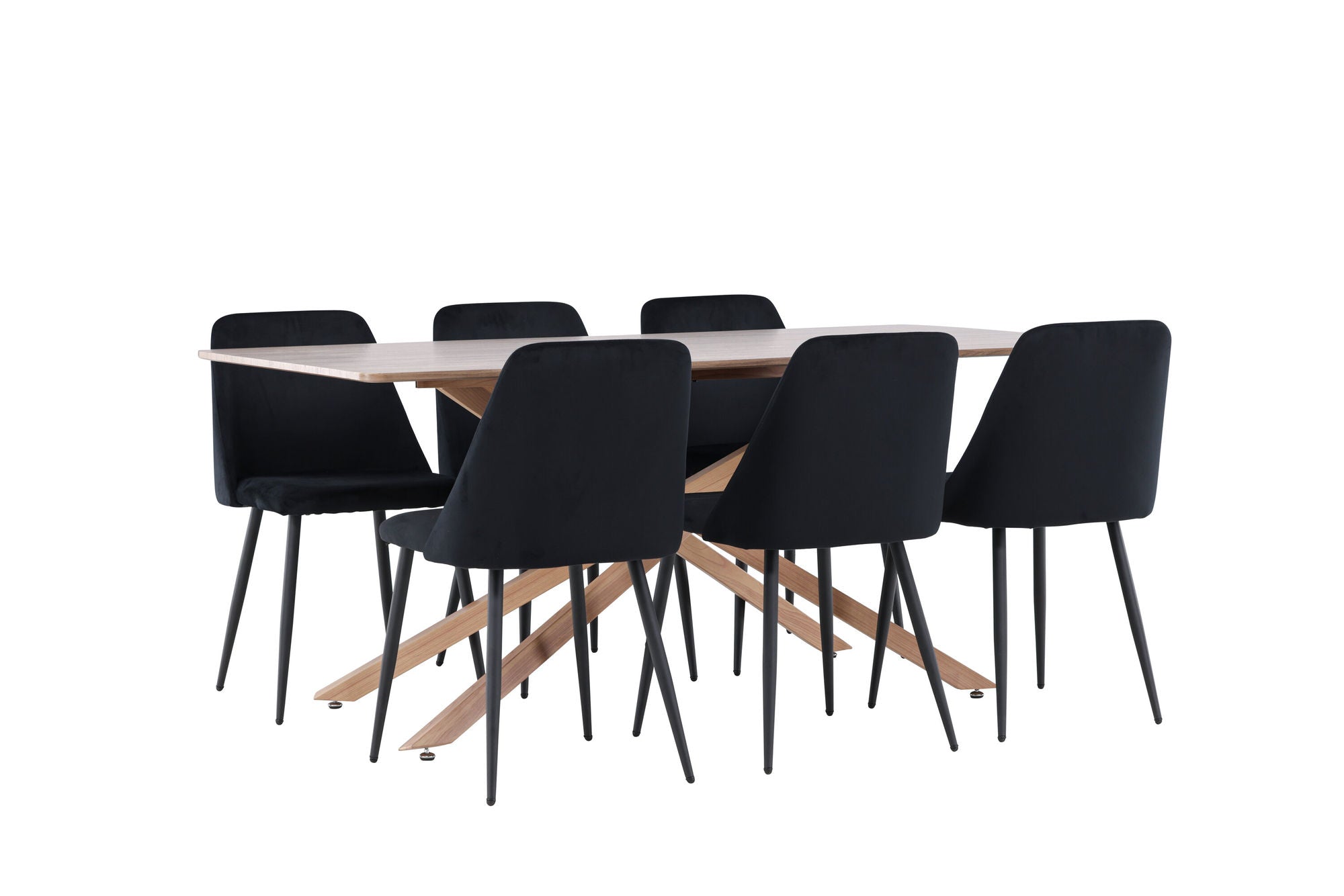 Essgruppe Esstisch Piazza 180*90 cm mit Stühlen Night aus SamtEssgruppe Rechteckig