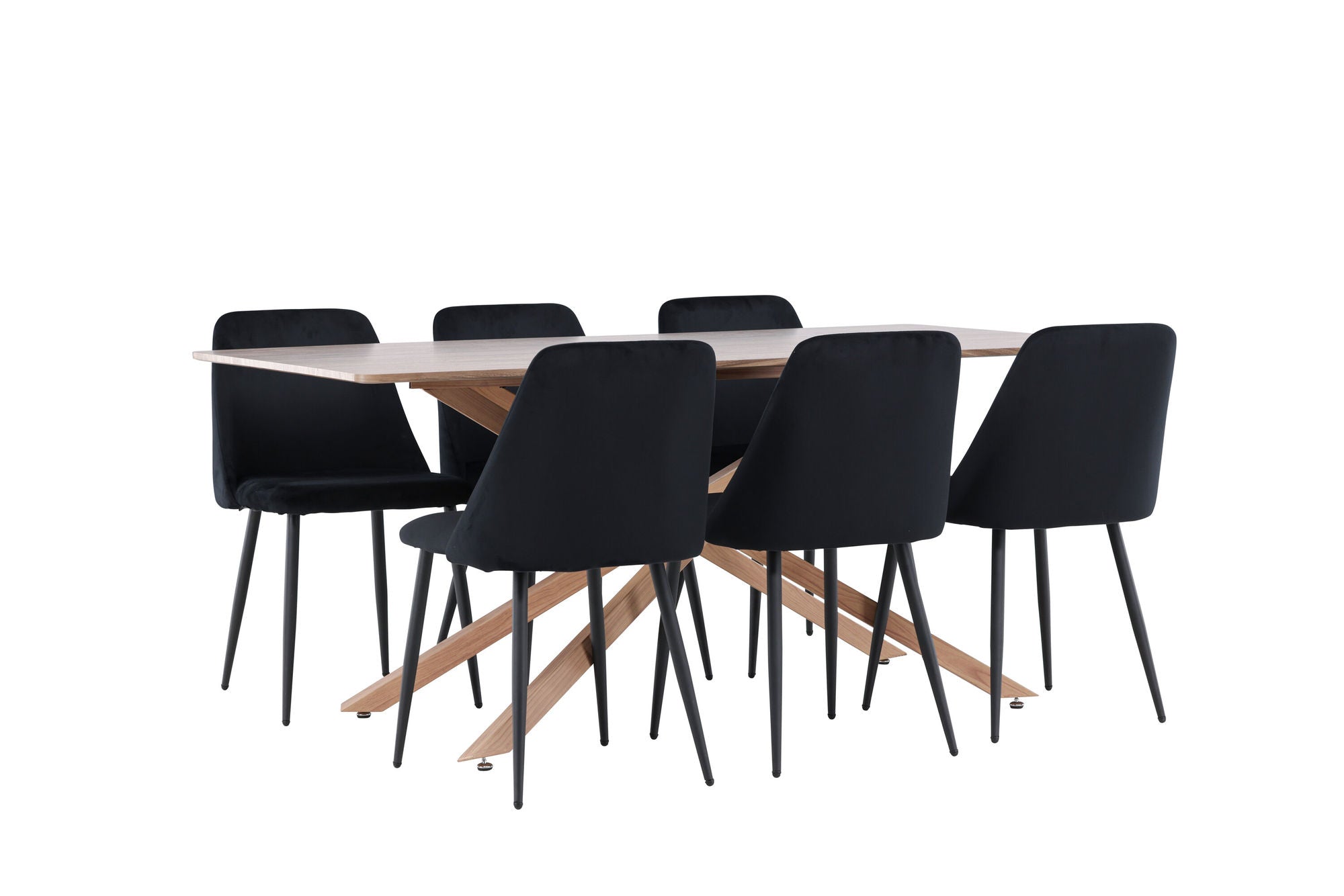 Essgruppe Esstisch Piazza 180*90 cm mit Stühlen Night aus SamtEssgruppe Rechteckig