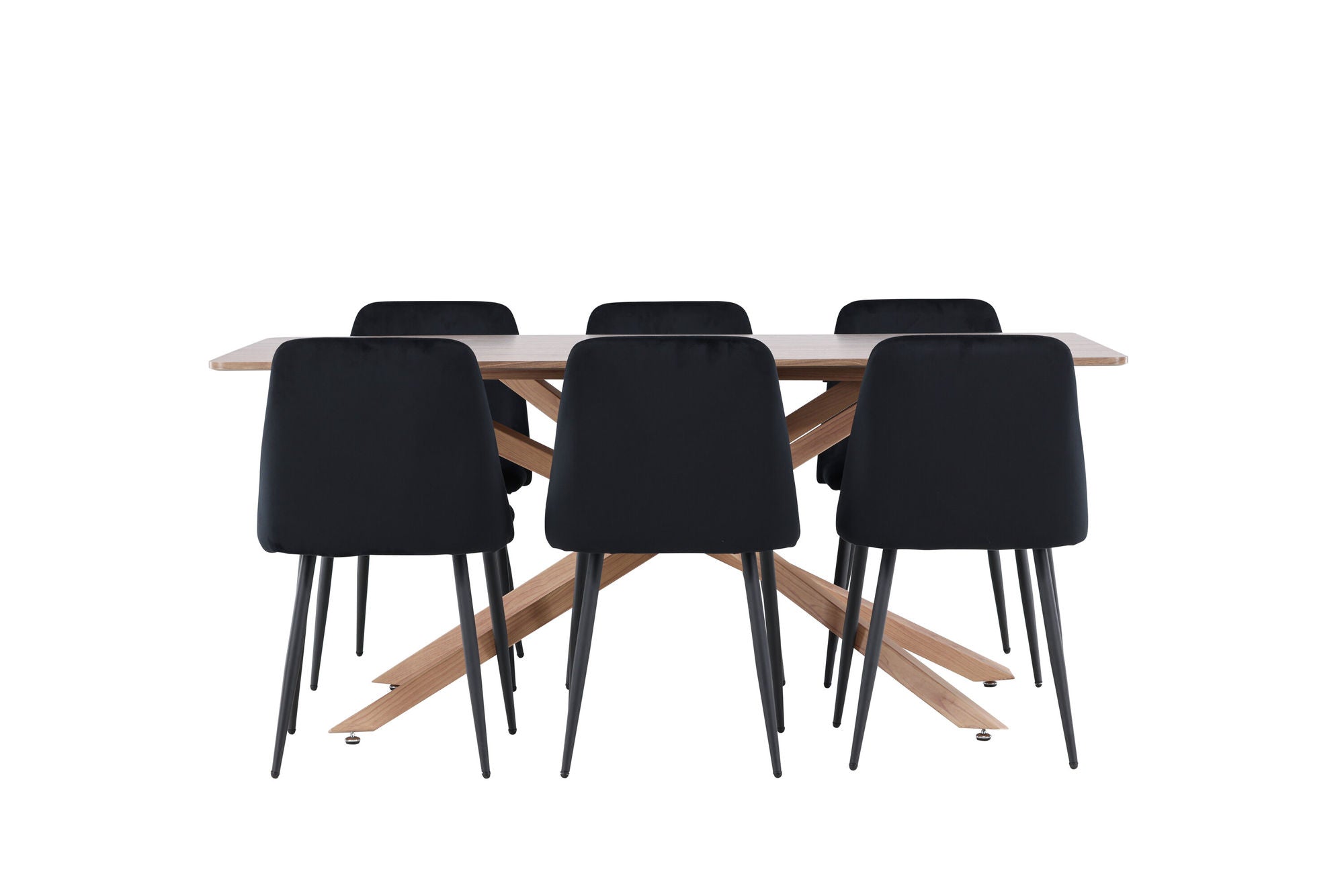Essgruppe Esstisch Piazza 180*90 cm mit Stühlen Night aus SamtEssgruppe Rechteckig