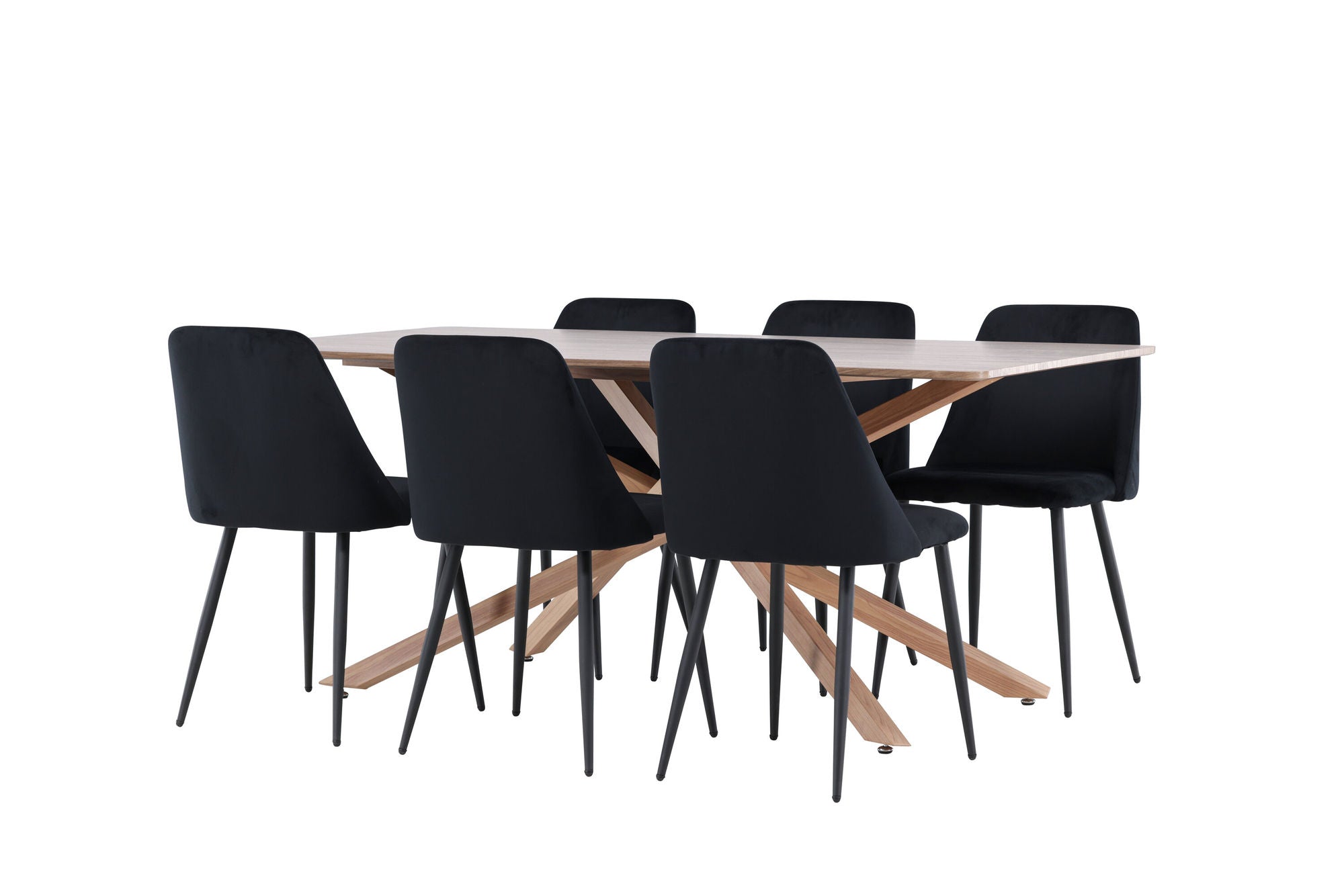 Essgruppe Esstisch Piazza 180*90 cm mit Stühlen Night aus SamtEssgruppe Rechteckig