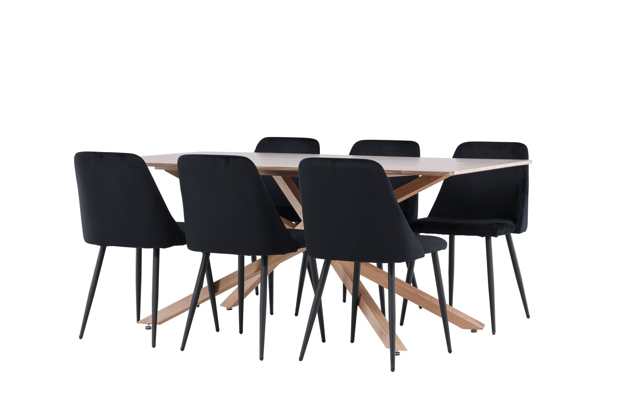 Essgruppe Esstisch Piazza 180*90 cm mit Stühlen Night aus SamtEssgruppe Rechteckig