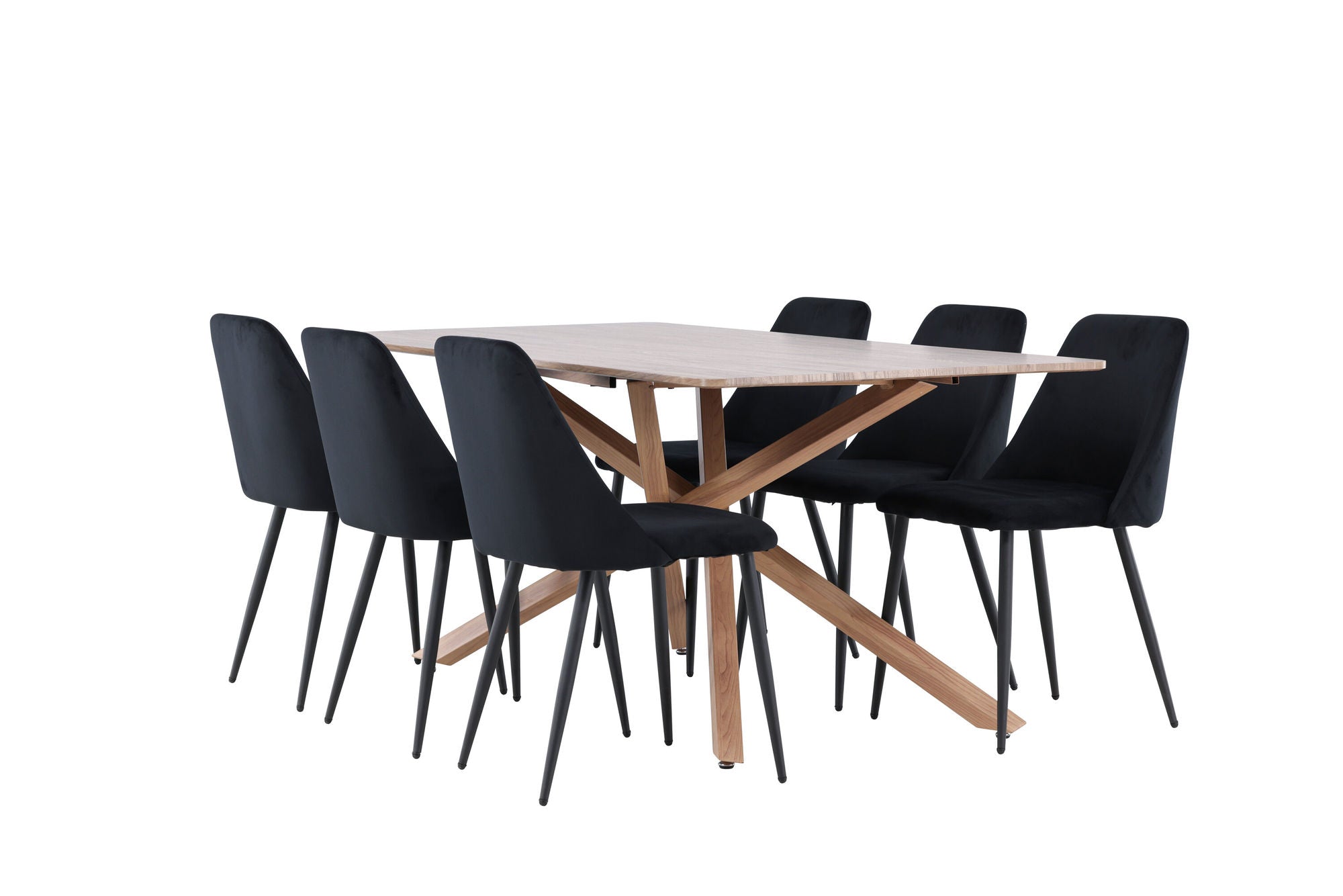 Essgruppe Esstisch Piazza 180*90 cm mit Stühlen Night aus SamtEssgruppe Rechteckig