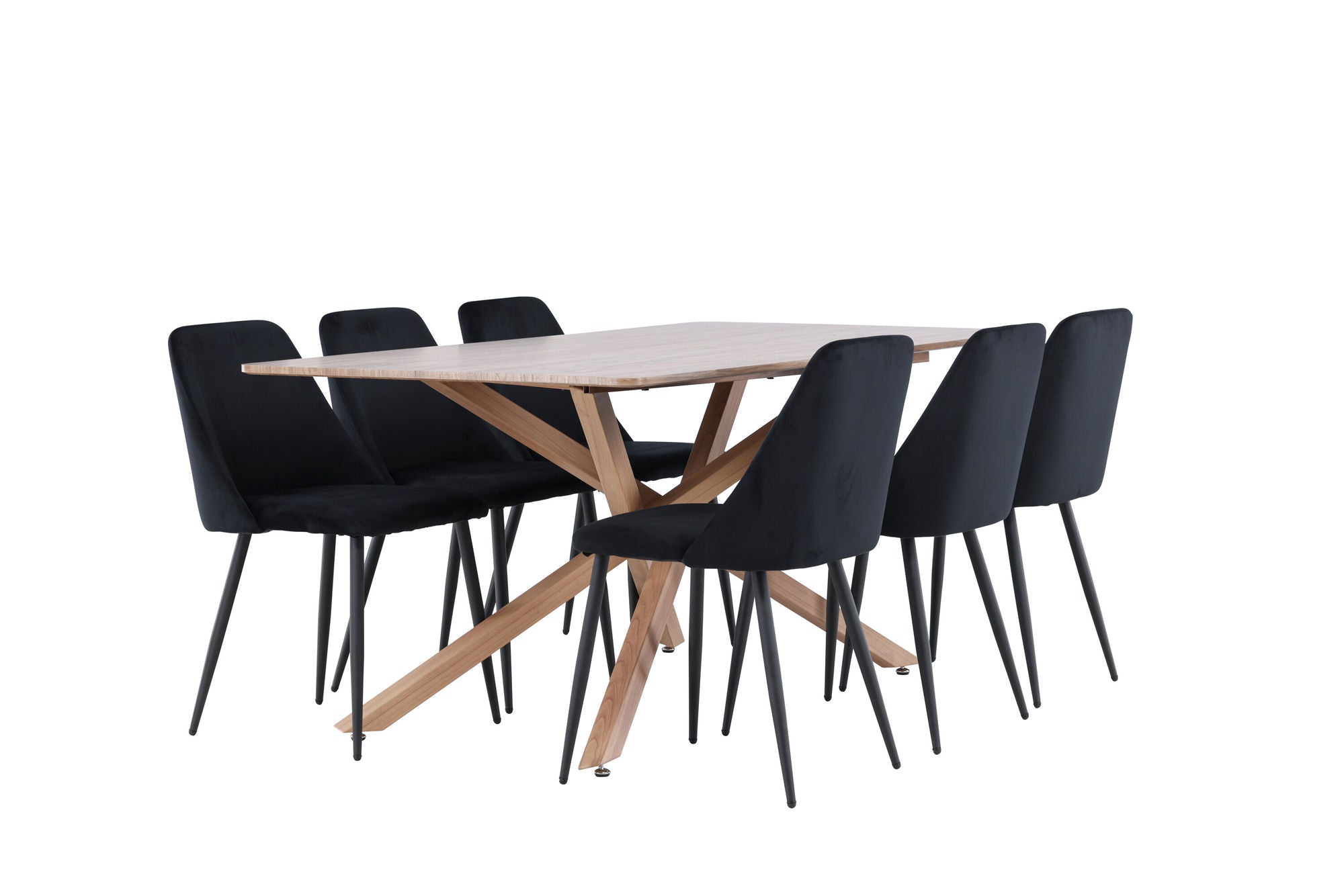 Essgruppe Esstisch Piazza 180*90 cm mit Stühlen Night aus SamtEssgruppe Rechteckig