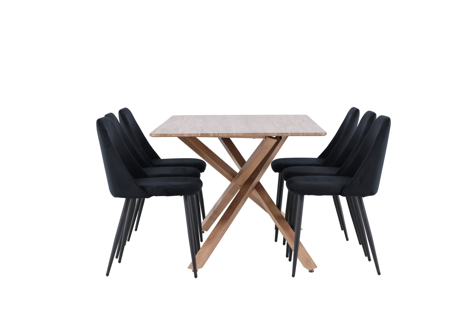 Essgruppe Esstisch Piazza 180*90 cm mit Stühlen Night aus SamtEssgruppe Rechteckig