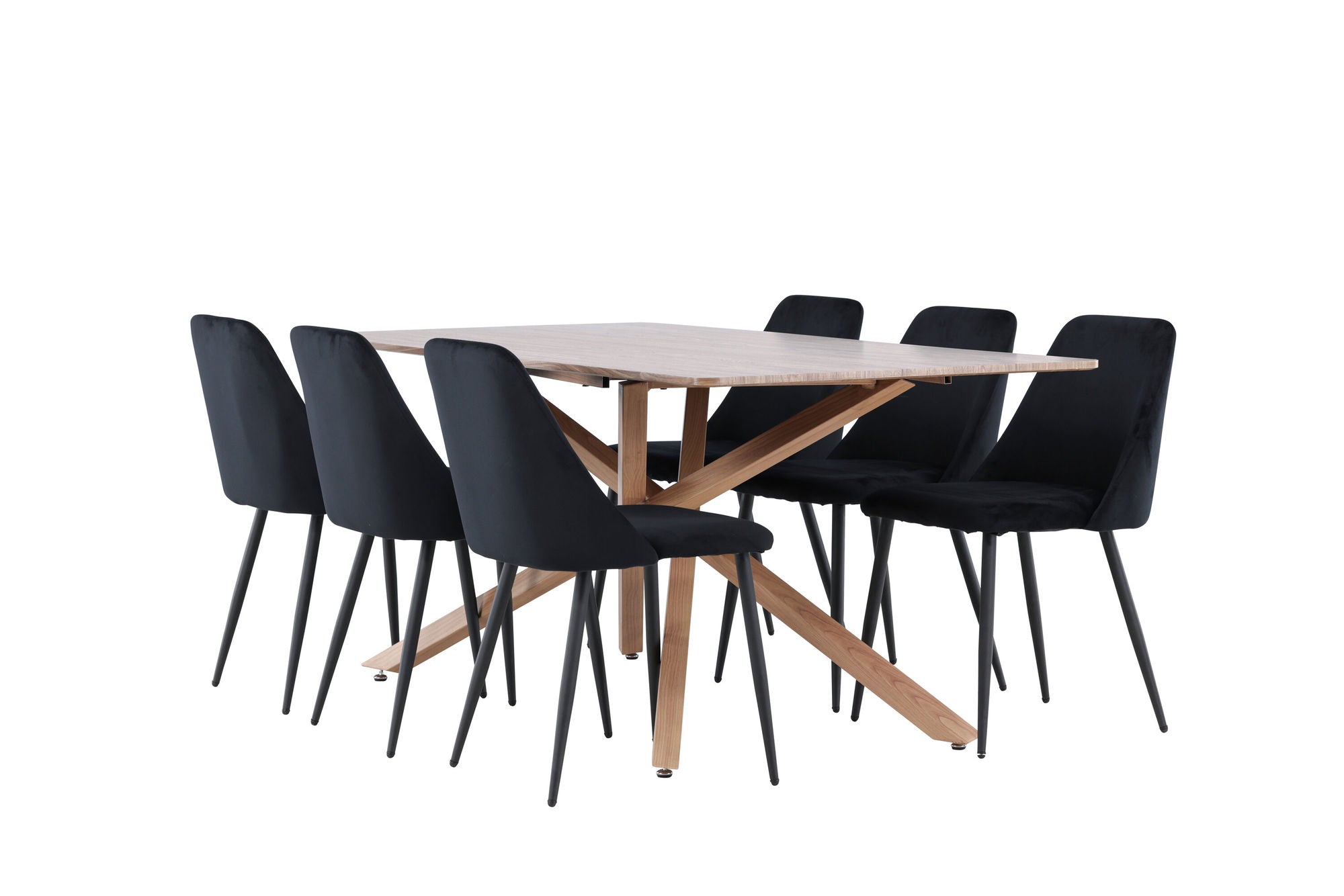 Essgruppe Esstisch Piazza 180*90 cm mit Stühlen Night aus SamtEssgruppe Rechteckig