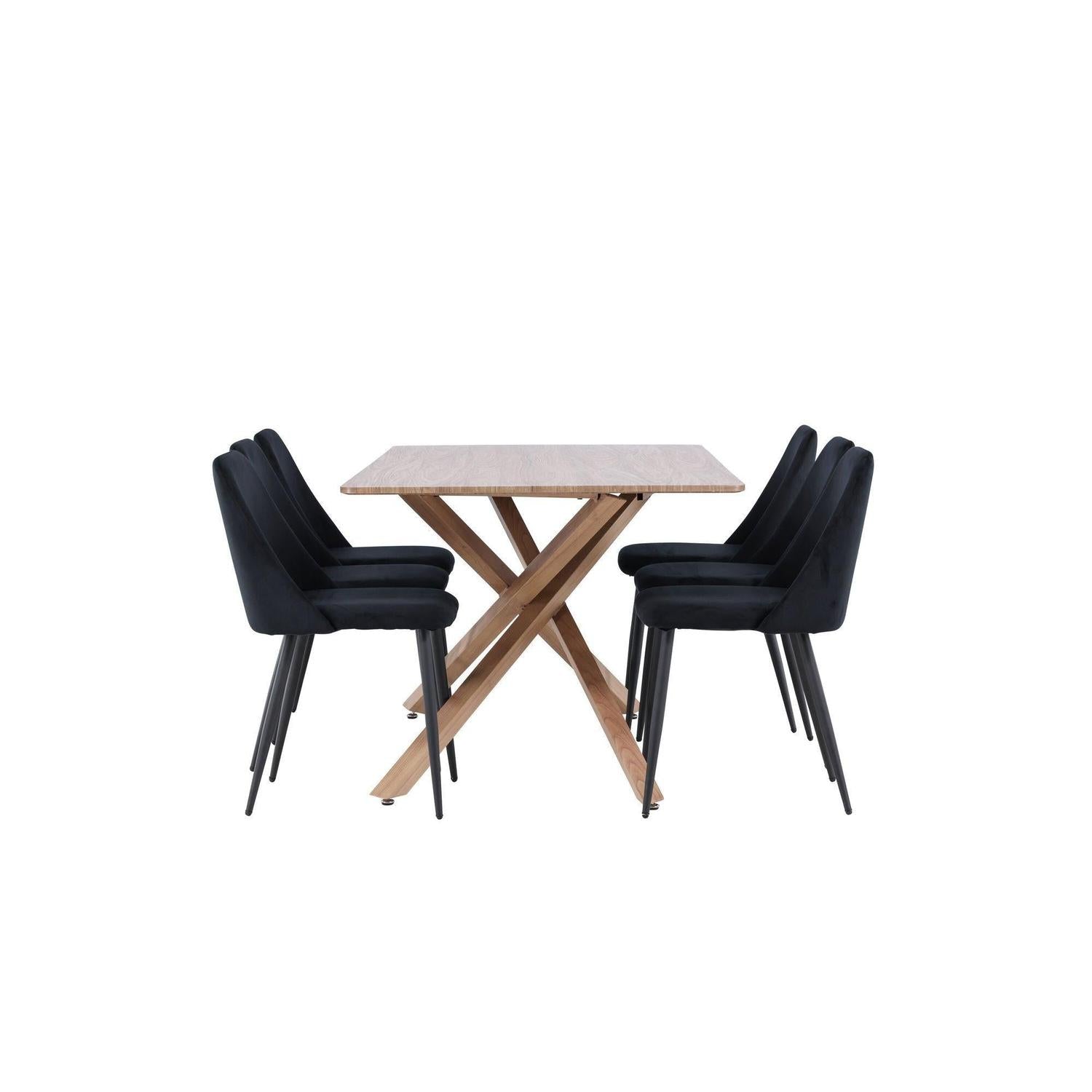 Essgruppe Esstisch Piazza 180*90 cm mit Stühlen Night aus Samt-Essgruppen Rechteckig-Venture Home-le canapé