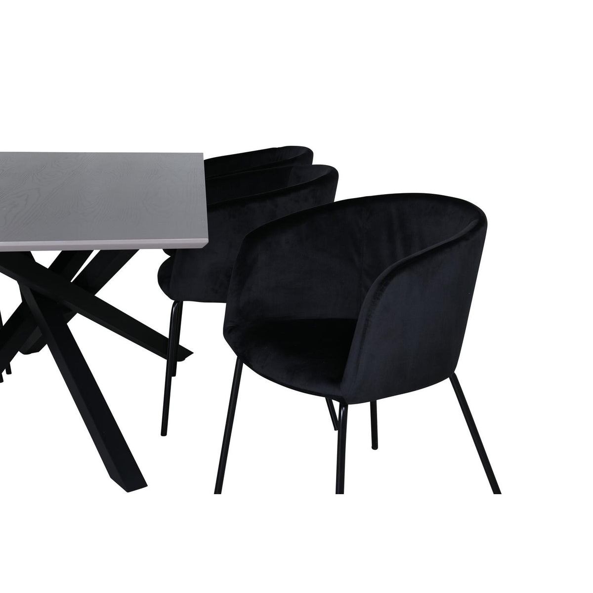 Essgruppe Esstisch Piazza 180*90cm mit Stühlen Berit aus Samt-Essgruppen-Venture Home-le canapé