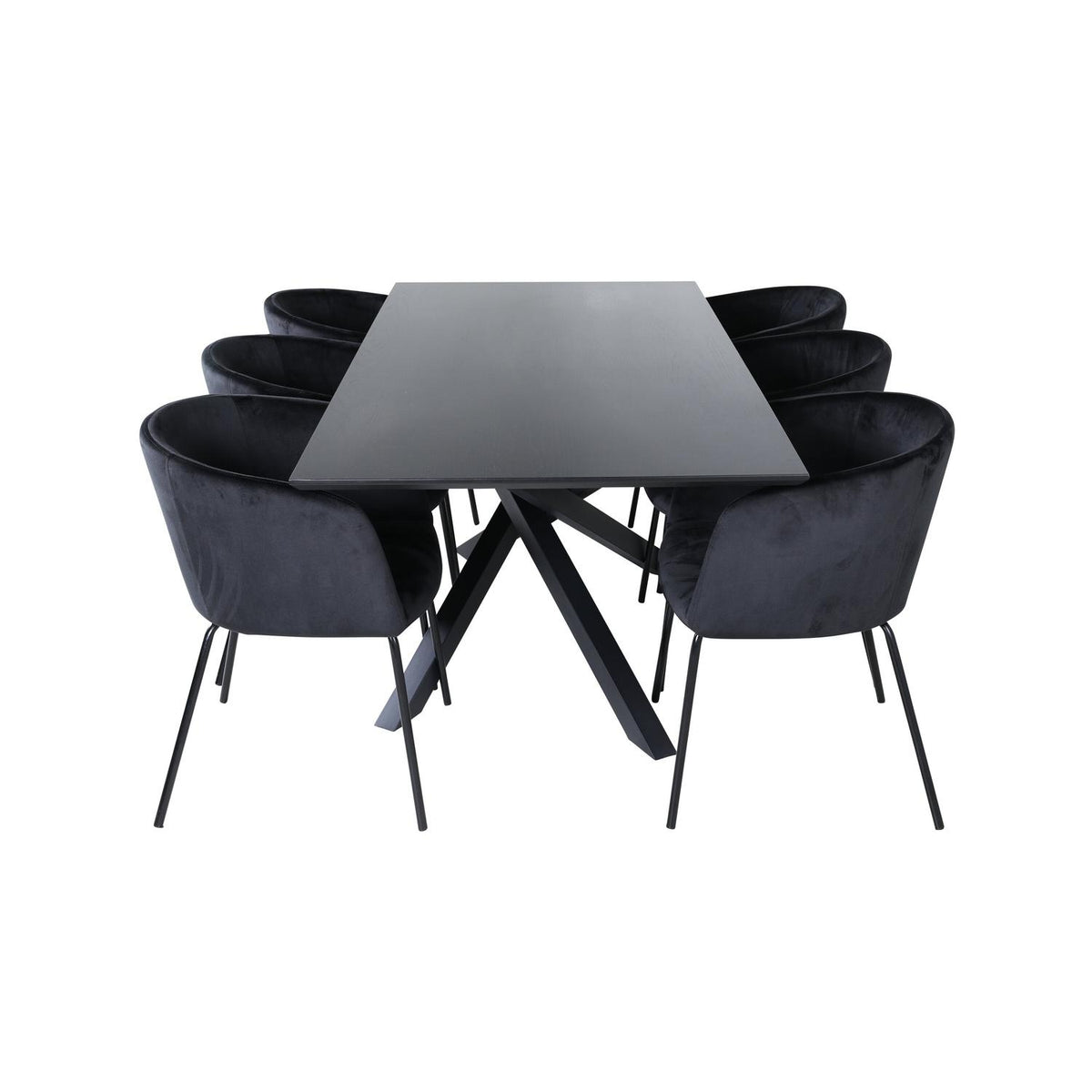 Essgruppe Esstisch Piazza 180*90cm mit Stühlen Berit aus Samt-Essgruppen-Venture Home-le canapé