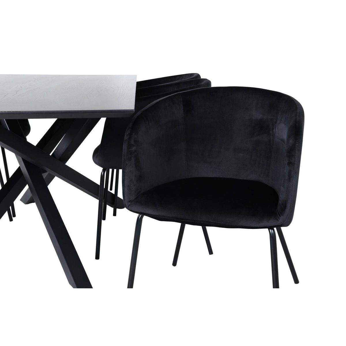 Essgruppe Esstisch Piazza 180*90cm mit Stühlen Berit aus Samt-Essgruppen-Venture Home-le canapé