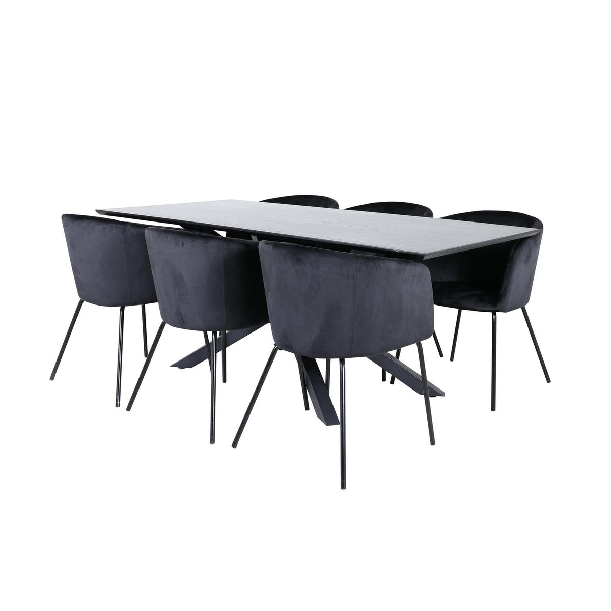 Essgruppe Esstisch Piazza 180*90cm mit Stühlen Berit aus Samt-Essgruppen-Venture Home-le canapé