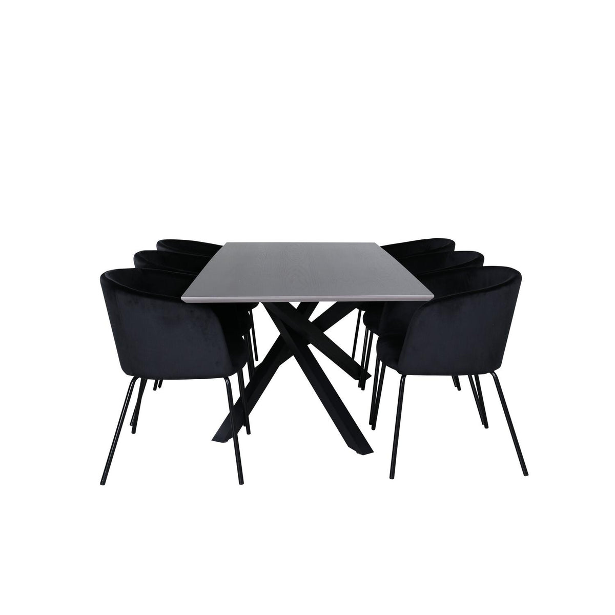 Essgruppe Esstisch Piazza 180*90cm mit Stühlen Berit aus Samt-Essgruppen-Venture Home-le canapé