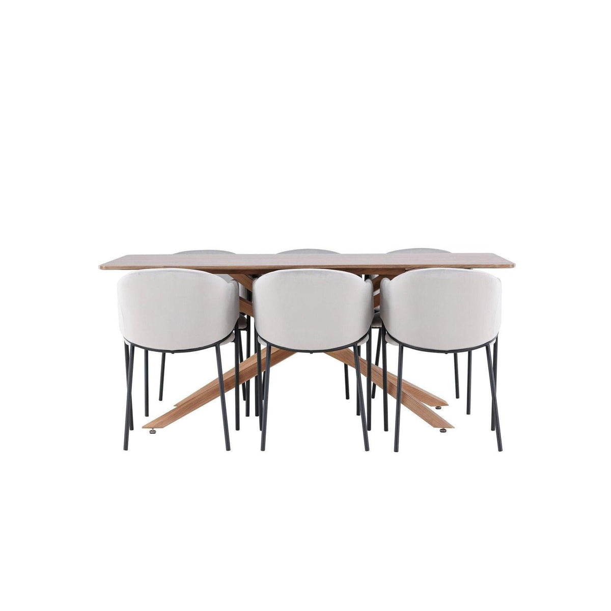 Essgruppe Esstisch Piazza 180*90cm mit Stühlen Evelina aus Samt-Essgruppen Rechteckig-Venture Home-le canapé