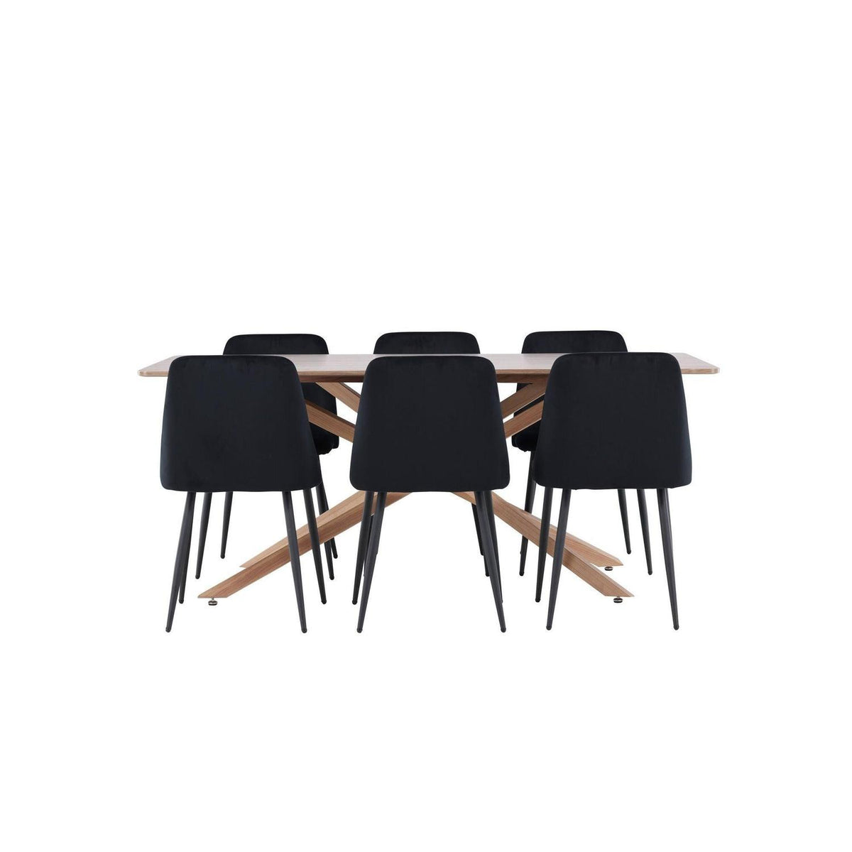 Essgruppe Esstisch Piazza 180*90cm mit Stühlen Night aus Samt-Essgruppen Rechteckig-Venture Home-le canapé
