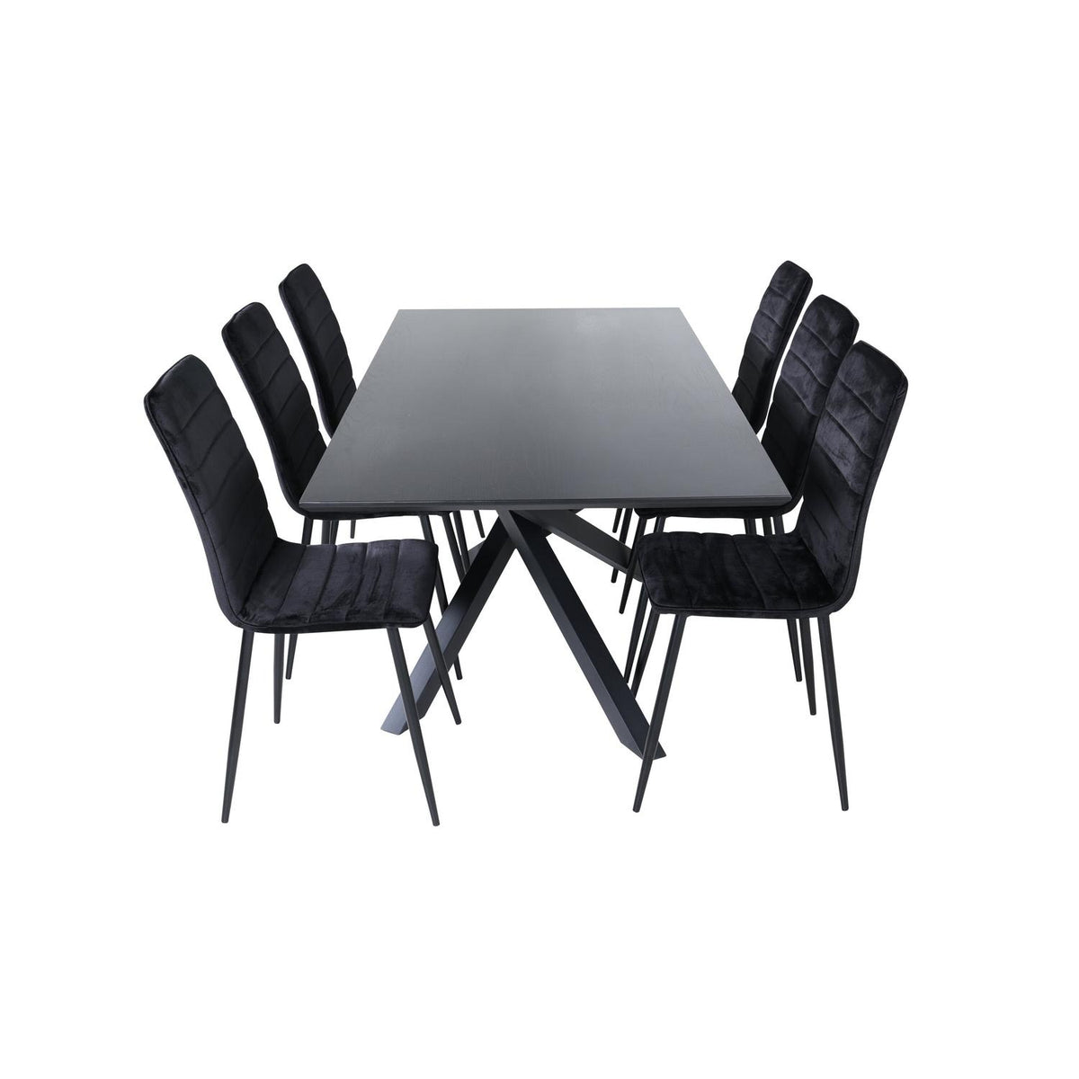 Essgruppe Esstisch Piazza 180*90cm mit Stühlen Windu aus Samt-Essgruppen-Venture Home-le canapé