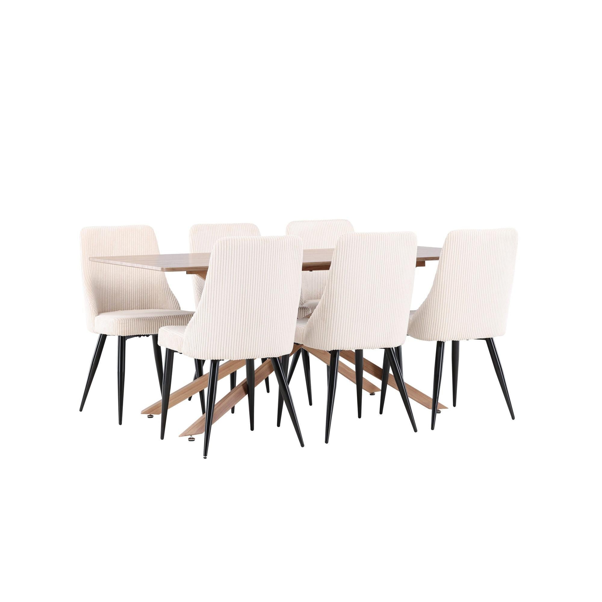 Essgruppe Esstisch Piazza 180*90cm mit Esszimmerstühlen Leone aus KordEssgruppe Rechteckig