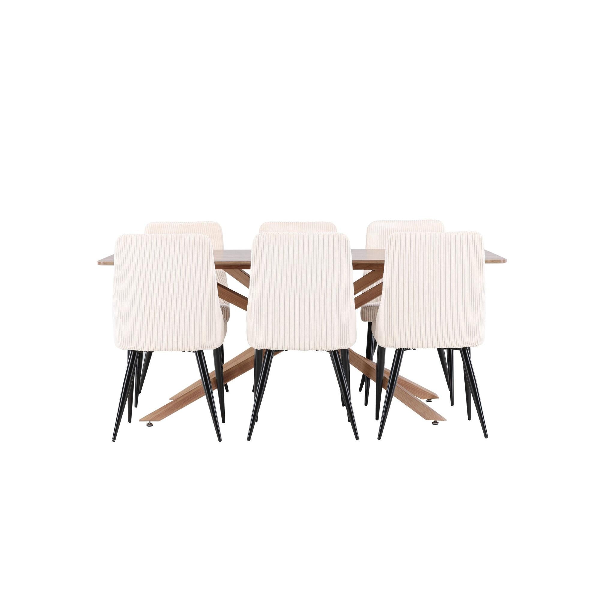 Essgruppe Esstisch Piazza 180*90cm mit Esszimmerstühlen Leone aus KordEssgruppe Rechteckig