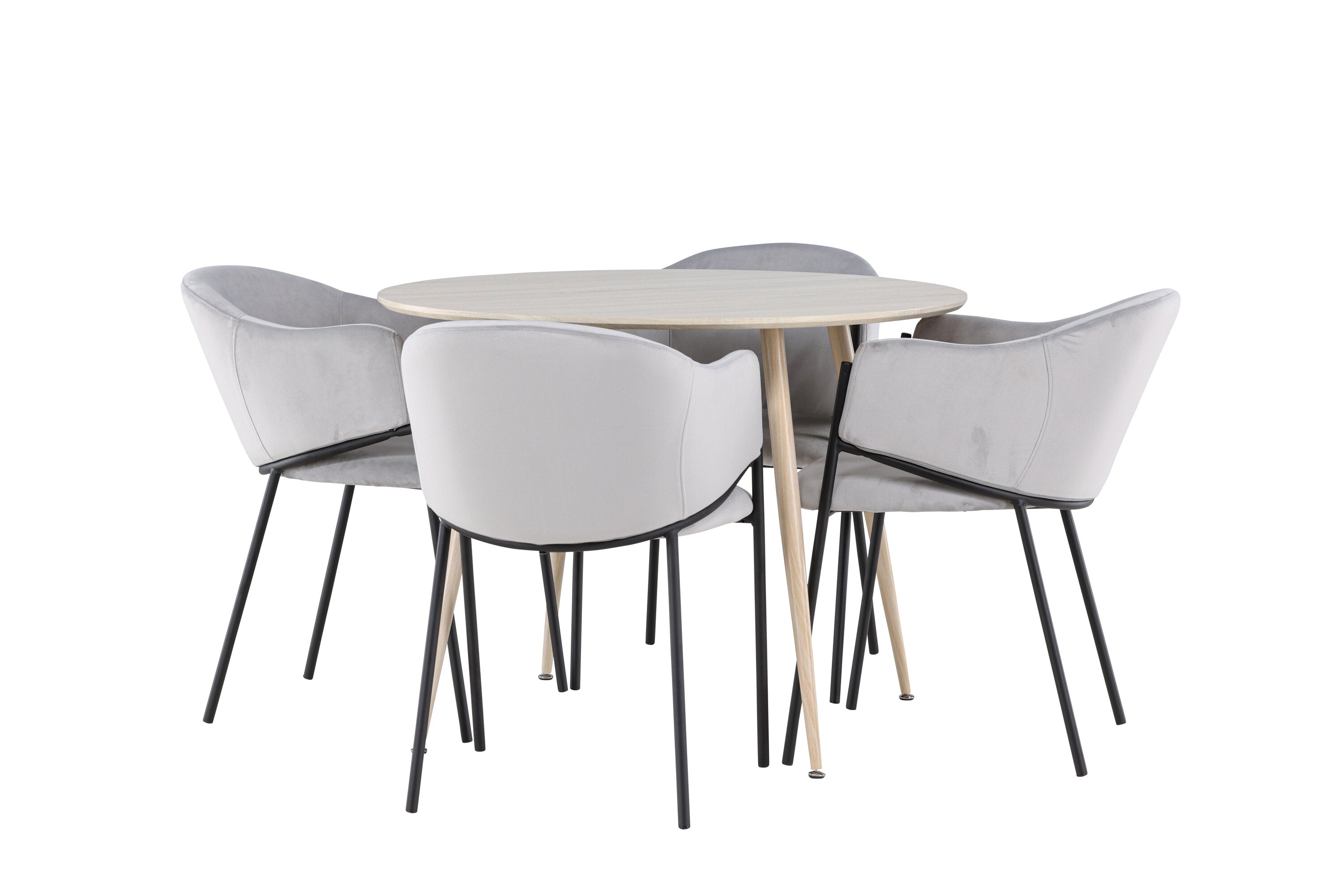 Essgruppe Esstisch Plaza Ø100cm mit Stühlen Evelina - Grau-Essgruppen-Venture Home-le canapé