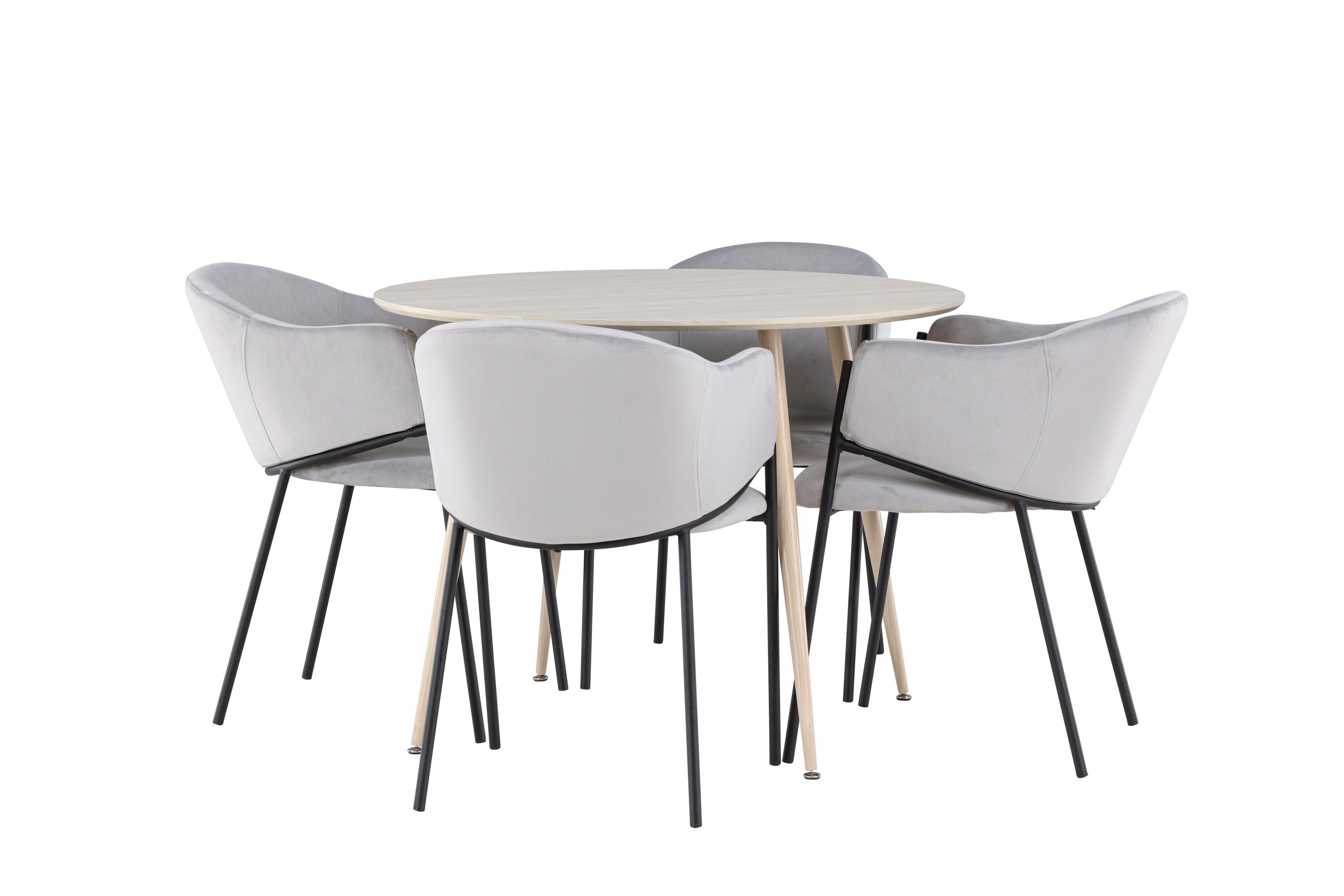 Essgruppe Esstisch Plaza Ø100cm mit Stühlen Evelina - Grau-Essgruppen-Venture Home-le canapé
