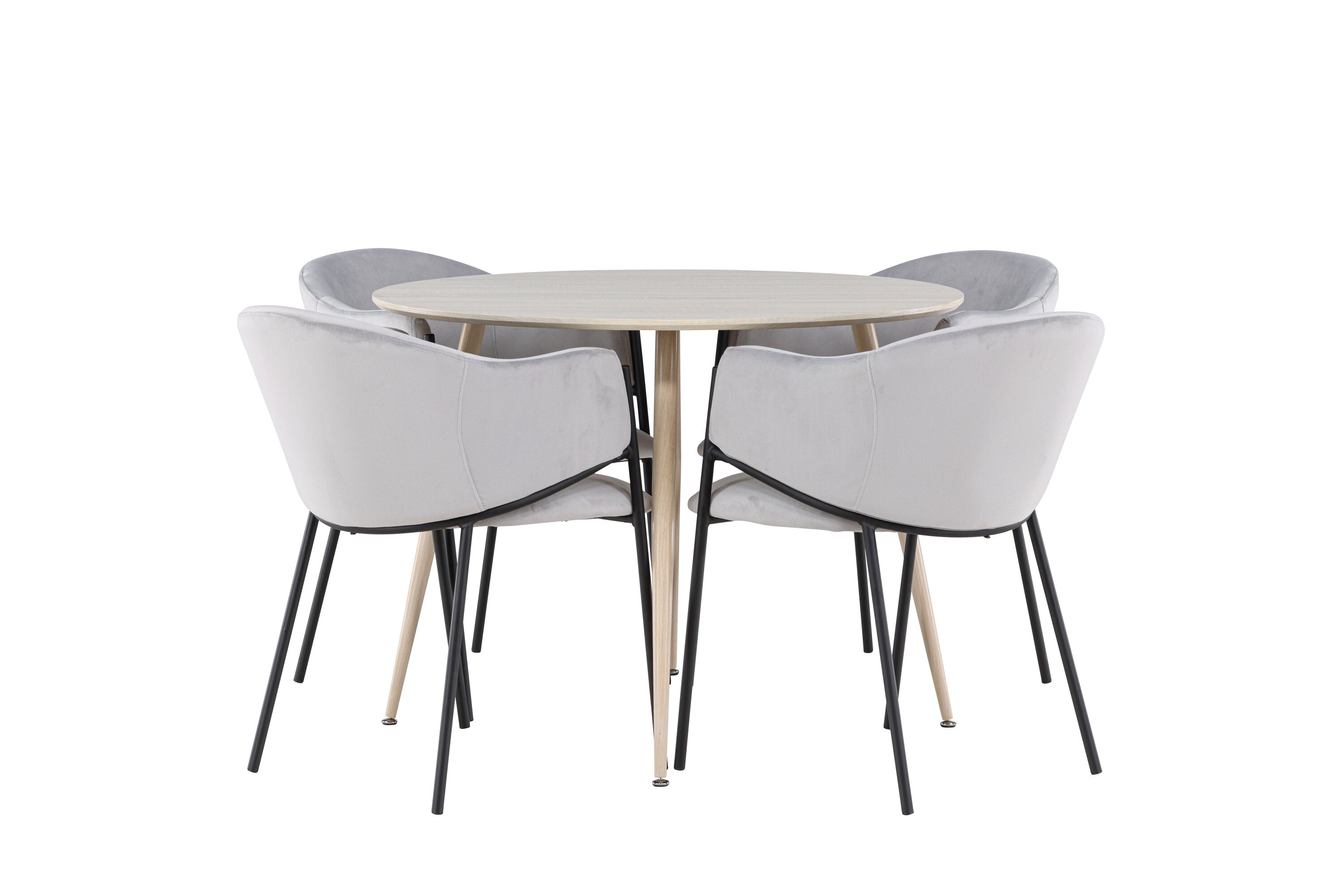 Essgruppe Esstisch Plaza Ø100cm mit Stühlen Evelina - Grau-Essgruppen-Venture Home-le canapé