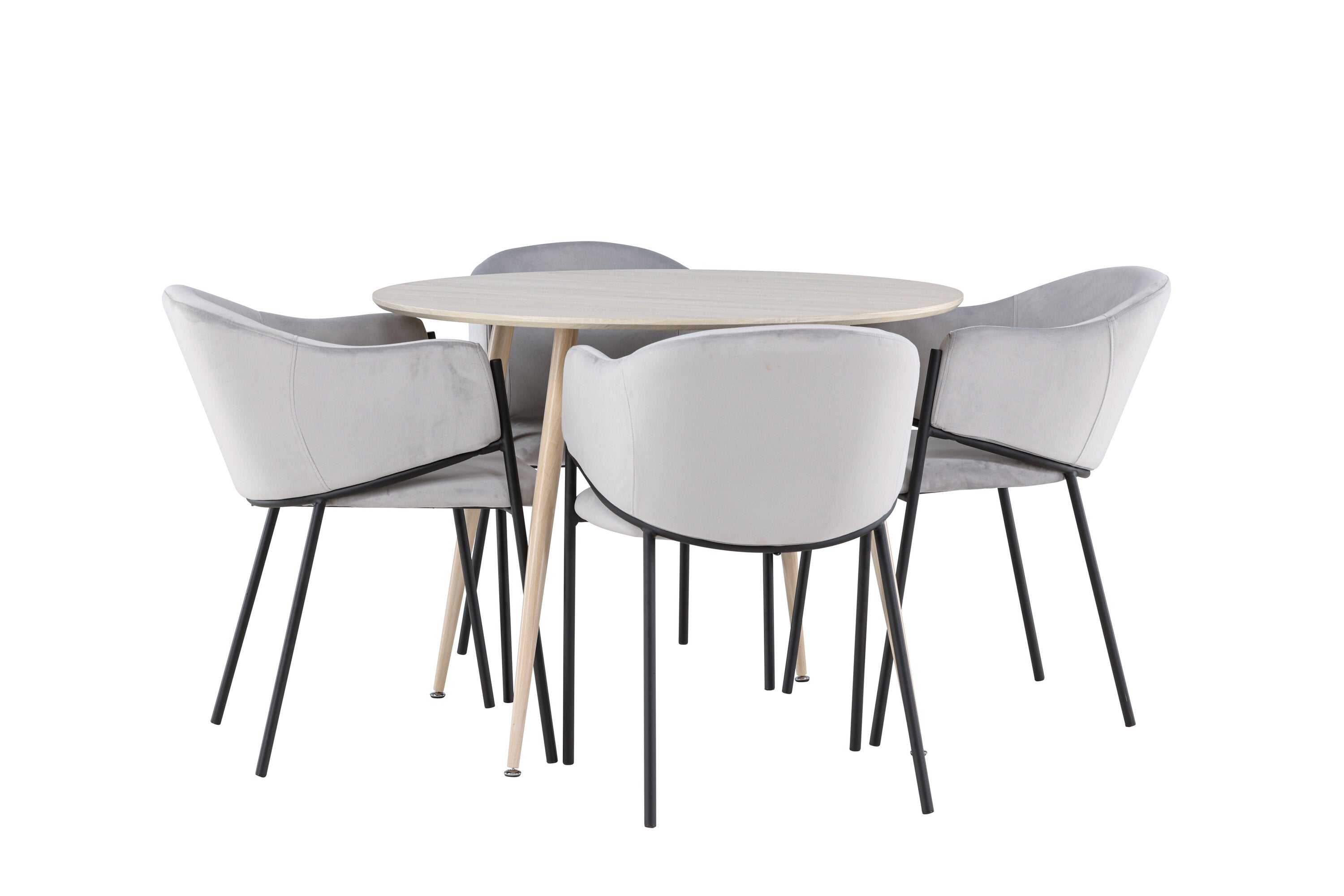 Essgruppe Esstisch Plaza Ø100cm mit Stühlen Evelina - Grau-Essgruppen-Venture Home-le canapé
