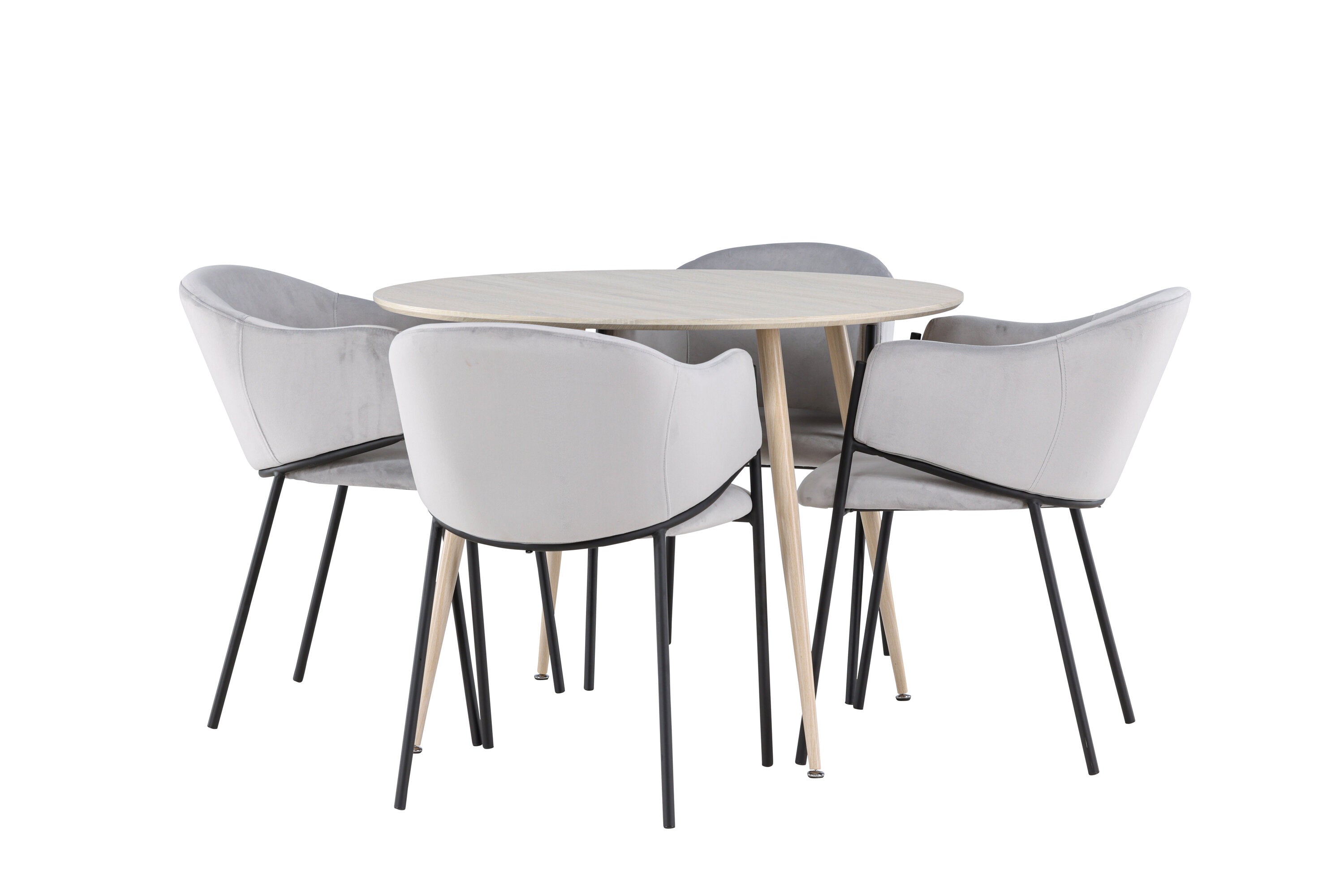 Essgruppe Esstisch Plaza Ø100cm mit Stühlen Evelina - Grau-Essgruppen-Venture Home-le canapé