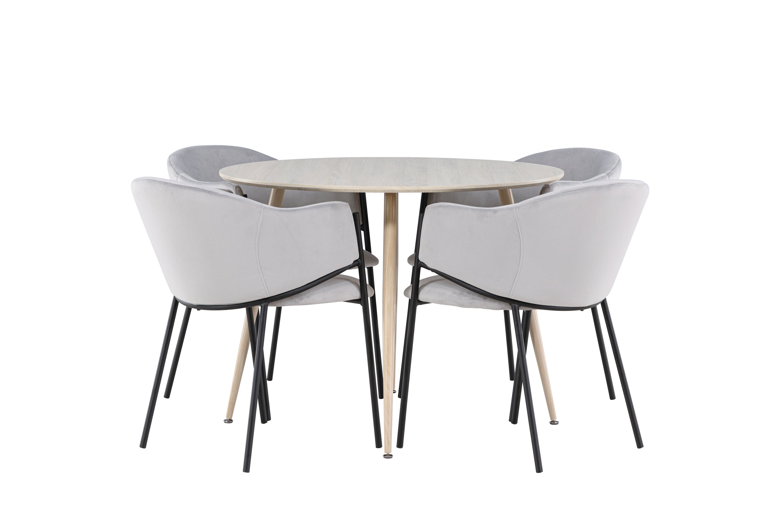 Essgruppe Esstisch Plaza Ø100cm mit Stühlen Evelina - Grau-Essgruppen-Venture Home-le canapé
